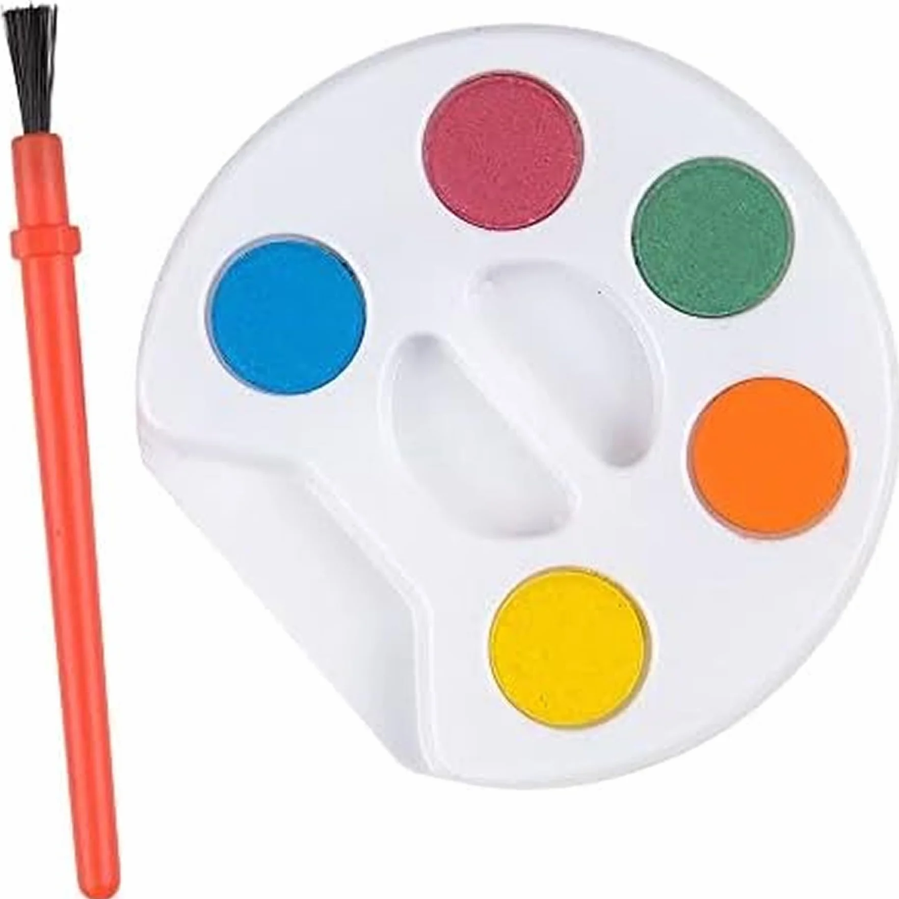 Bedwina Mini set de acuarelas para niños (paquete al por mayor de 24): 5 acuarelas, paleta y pincel, para fiestas artísticas y suministros para fiestas de pintura
