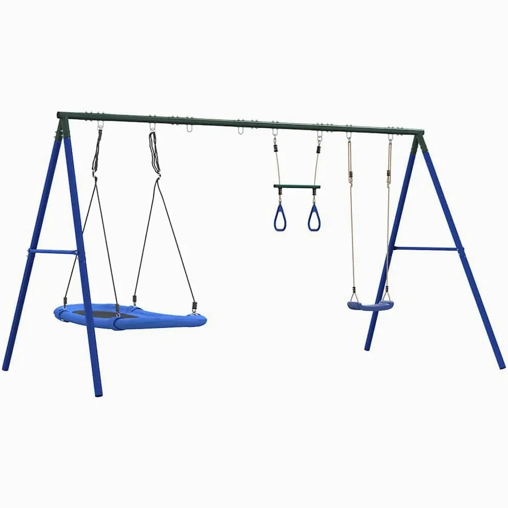 Juego de columpio con asiento de balancín trapezoidal, de acero lacado, 341 x 185 x 185 cm, para niños de 3 a 10 años, juguete para jardín, parque infantil al aire libre, promueve el