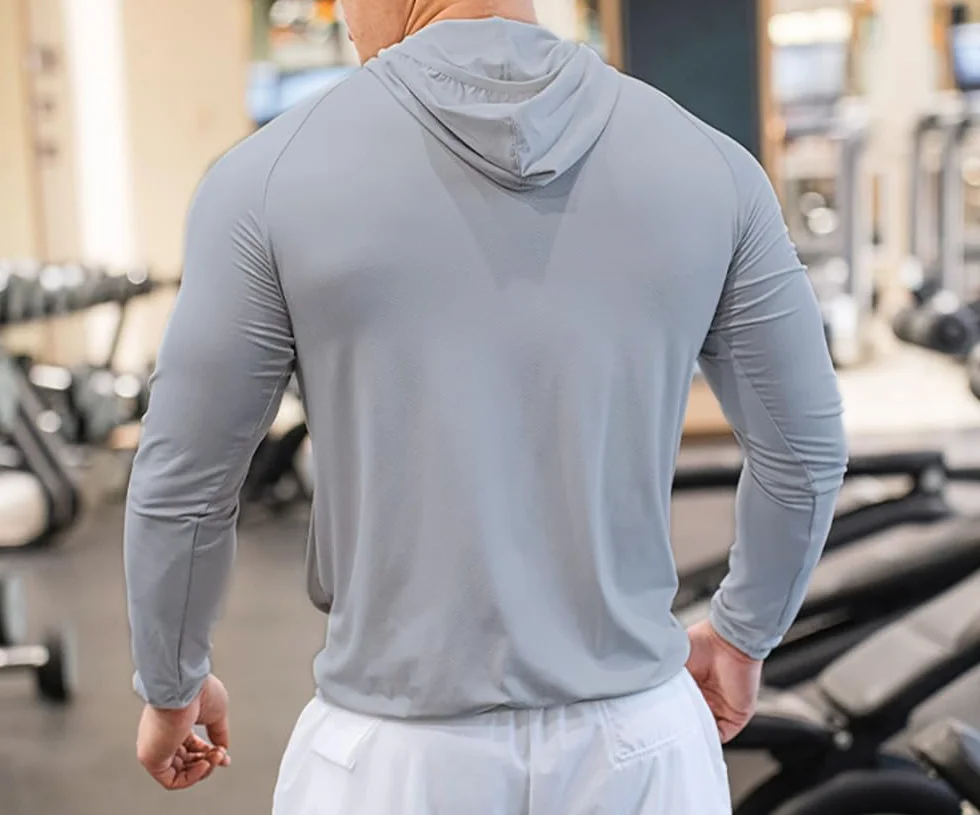 Sudadera con Capucha Cremallera Completa Hombre Deporte Chaqueta Ligera Fitness Manga Larga