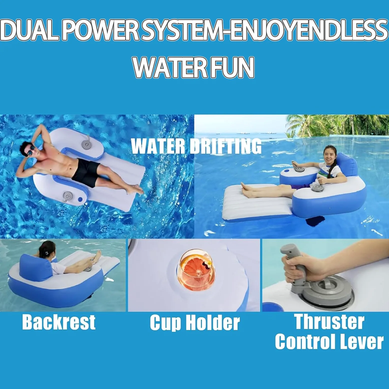 Silla Flotante Hinchable con Hélice Eléctrica, Silla De Piscina con Flotador Eléctrico, Asiento Flotante Portátil para Relajarse En El Lago, La Piscina Y La Playa