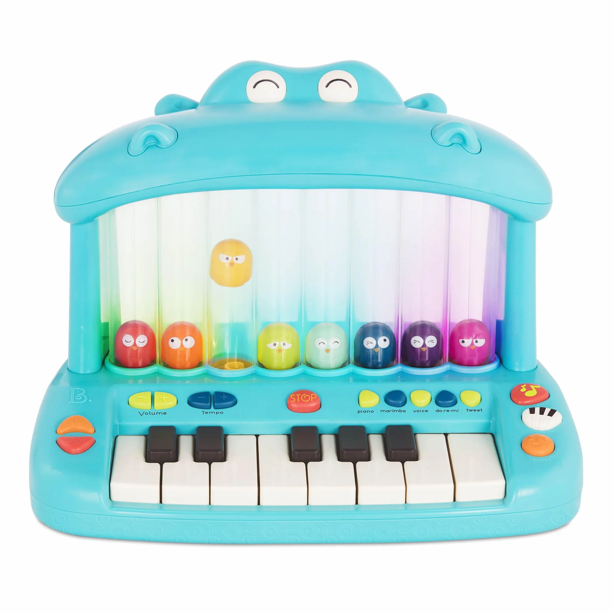 B. toys - Hipopótamo Pop - Teclado de Juguete - Tocar el Piano - Canciones, Sonidos y Luces - Instrumento Musical para niños - 12 Meses +