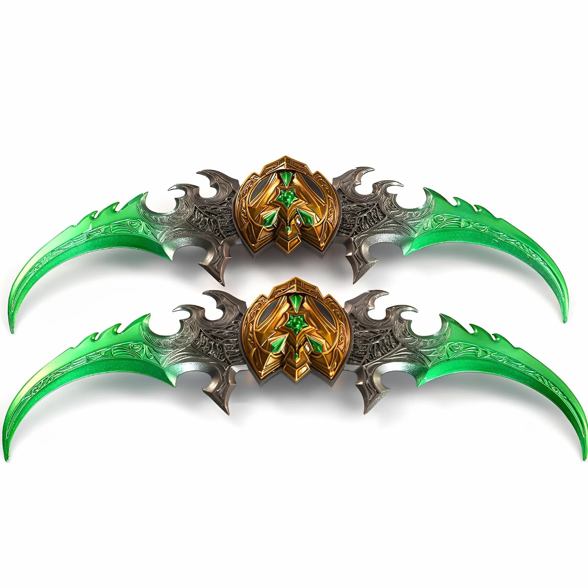 Wow Warglaive of Azzinoth Modelo, Longitud 22Cm, Juego De 2 Piezas, Embalaje De Cartón, con Soporte De Exhibición, Juego Coleccionable Totalmente De Metal