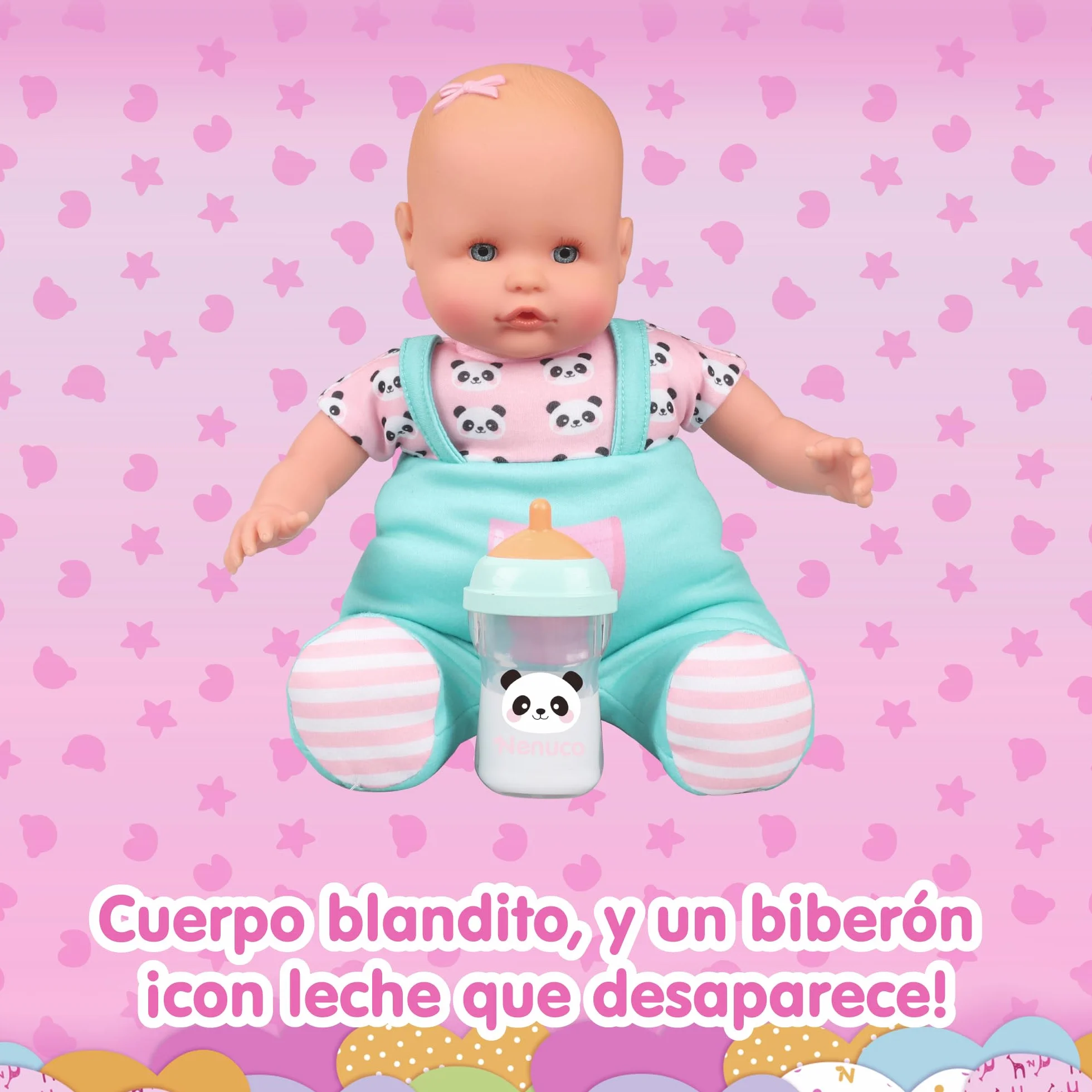 NENUCO - Biberón Mágico, Muñeco bebé blandito, el líquido del biberón desaparece Cuando el bebé se lo Haya Terminado. para niños y niñas a Partir de 10 Meses, (Famosa NFN86000)