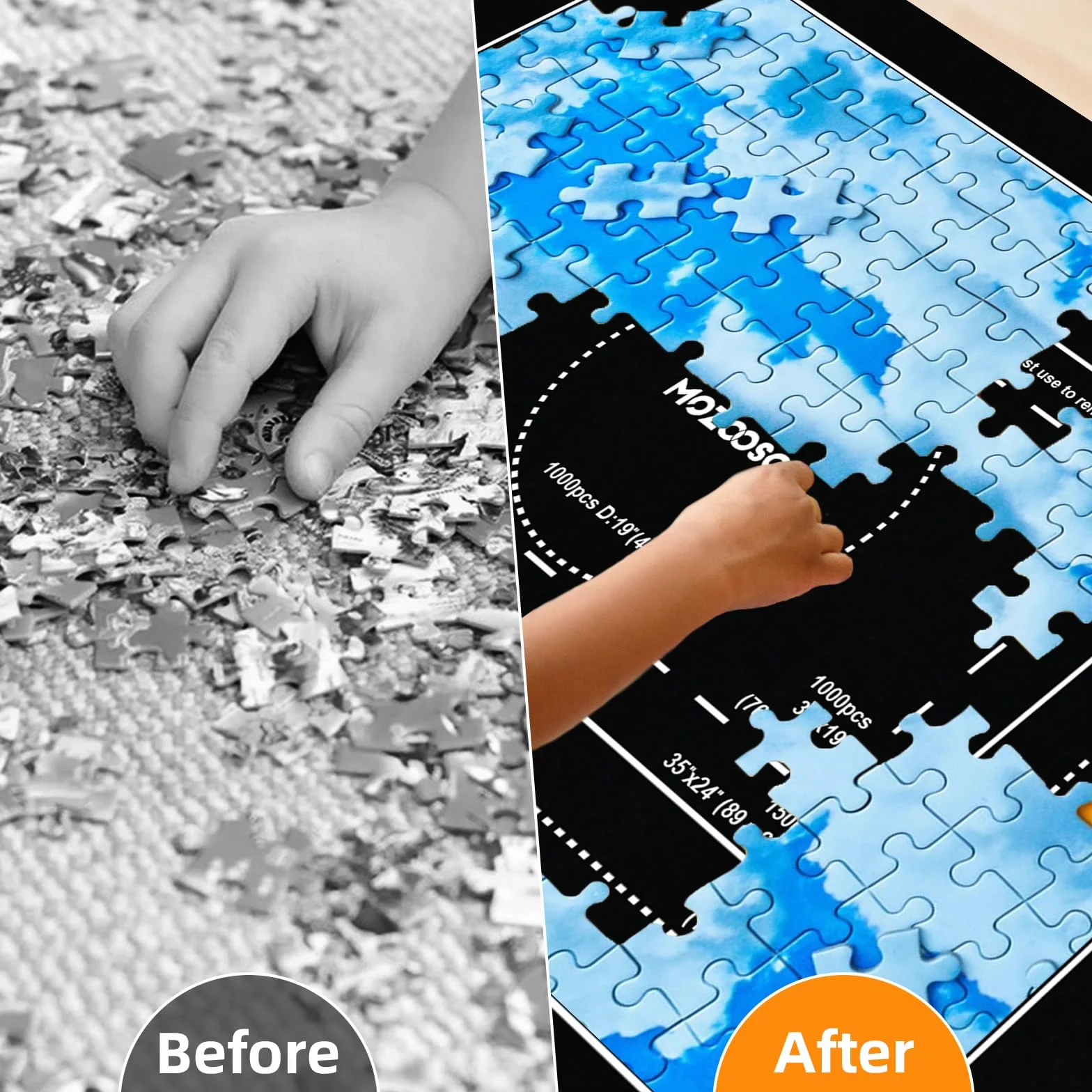 MOZOOSON Tapete Puzzle 3000 Piezas, Mat Roll Up Pad, Estera Portátil