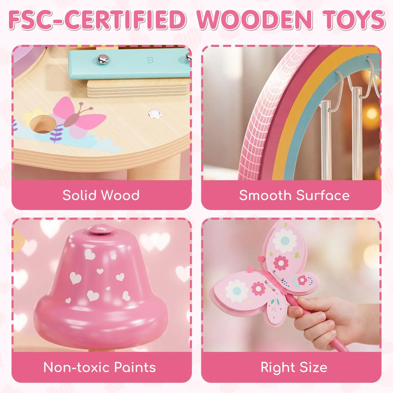Lehoo Castle Montessori Juguetes 1-3 Niños, Bebe Tambor Bateria Infantil, 9 IN 1 Instrumentos Musicales Brinquedos Juguetes de Mader Regalo Brinquedos Niño Niña 2 3 4 5 Años (Unicornio)