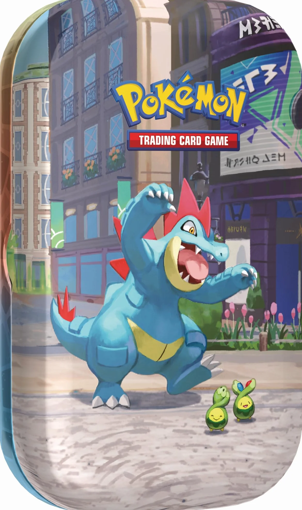 Pokémon JCC Minilata Ciudad Luminalia Feraligatr Budew 2 Sobres Mejora 1 Tarjeta Ilustrada 1 Pegatina
