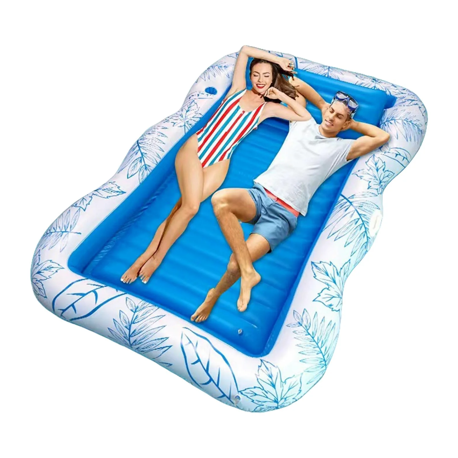 Balsa de piscina al aire libre: colchón de natación inflable de 120 x 190 cm, silla de adulto con portavasos incorporado, silla de piscina flotante para mayor comodidad | Raft de aire para playa lago