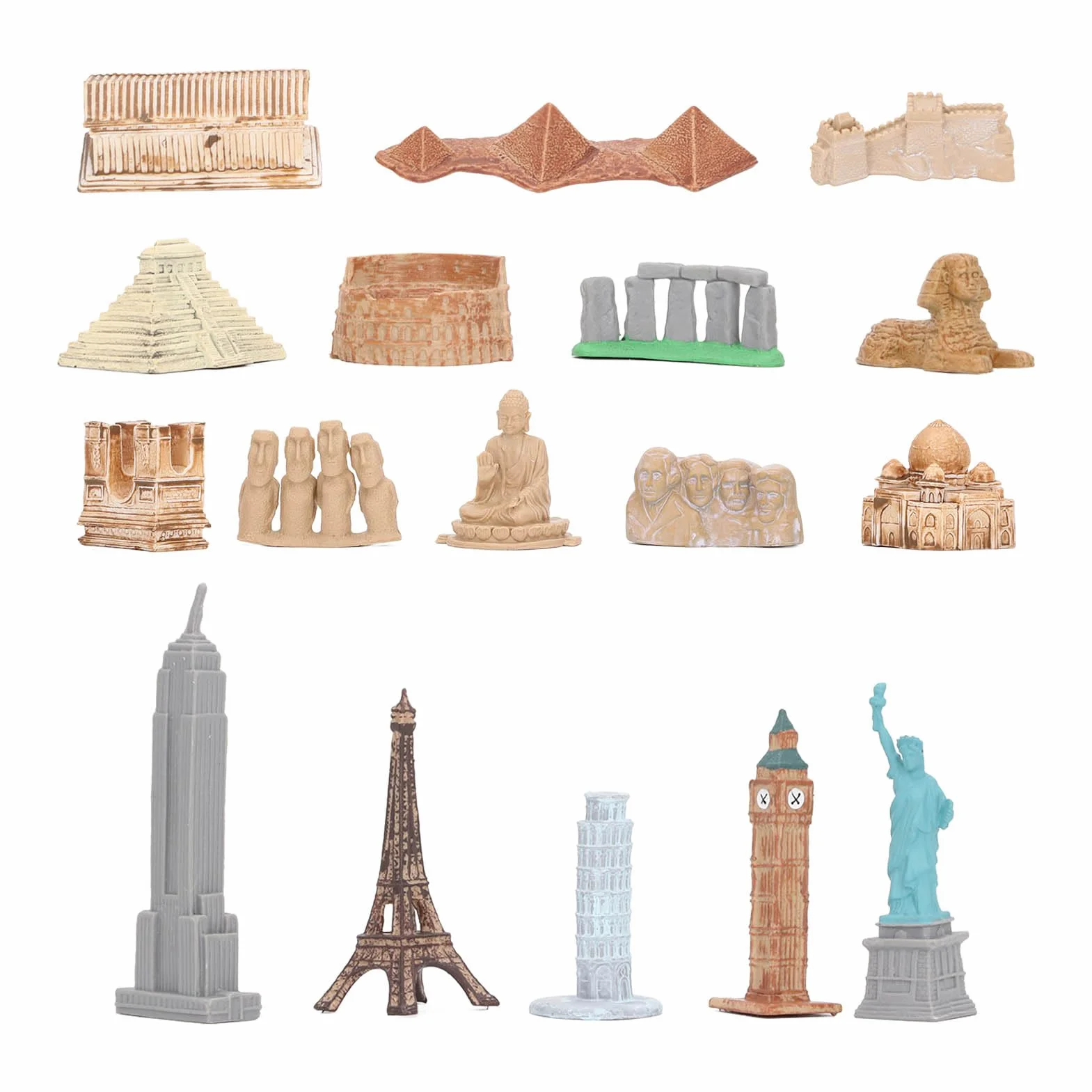 17 piezas miniatura antiguo edificio juguetes alrededor del mundo miniaturas de la ciudad edificio pirámide egipcia maqueta de juguete antiguo de Egipto