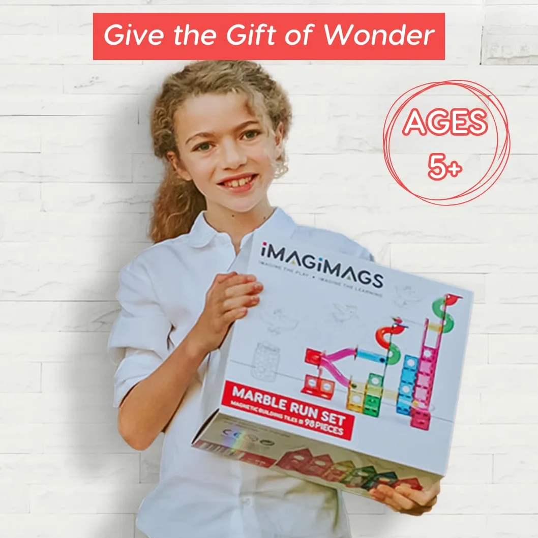 Bloques de construcción magnéticos, juego de 98 piezas de pista de bolas para niños y niñas, juguetes educativos creativos STEM bloques de construcción para niños a partir de 5 años
