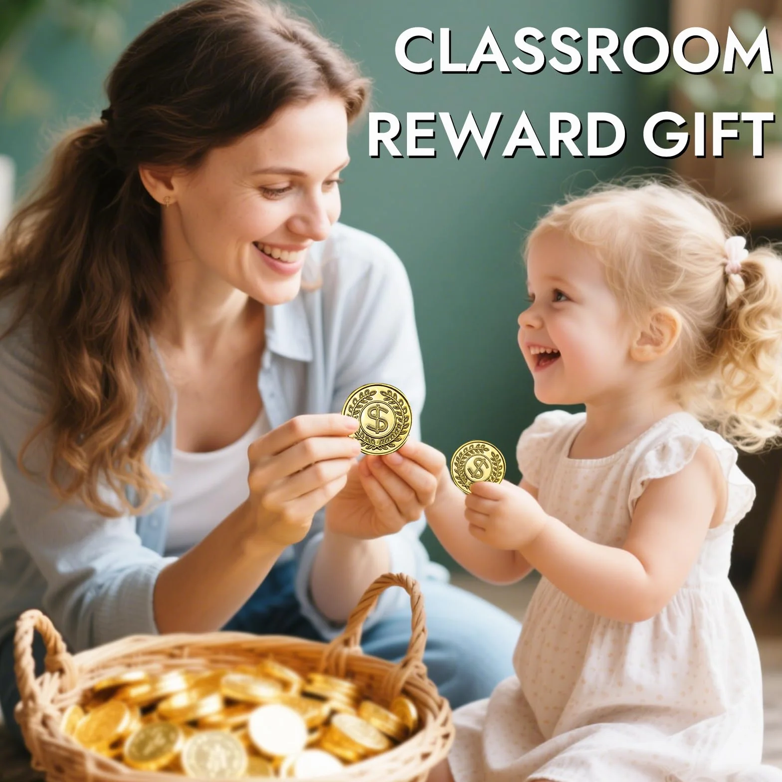 soitzhoc 100 piezas monedas de plastico，dinero de juguete，monedas de oro falsas,monedas juguete，monedas de oro de juguete para la caza del tesoro y los regalos de fiestas