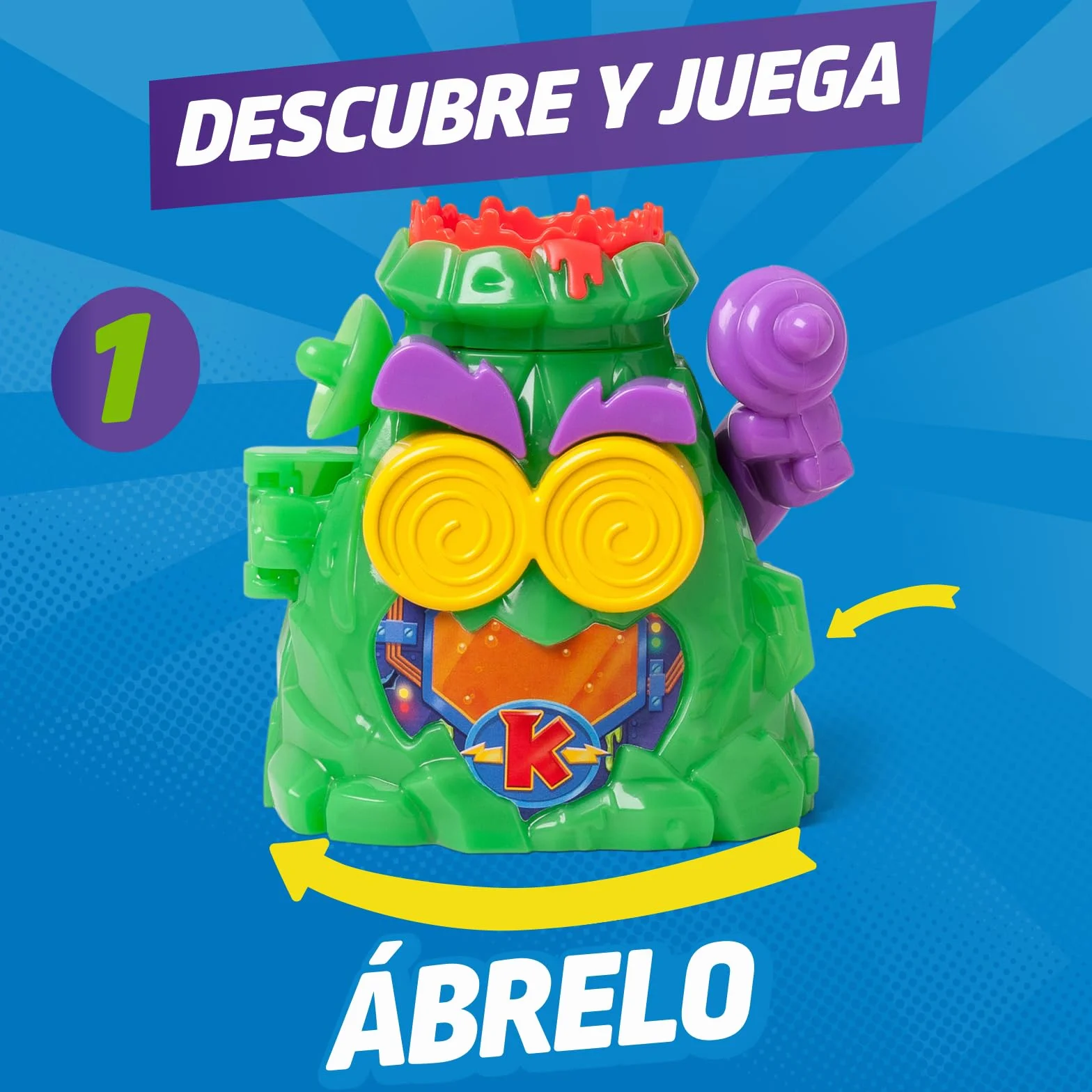 SUPERTHINGS KAZOOM Power – Hidden Base Professor K. Guarida del Professor K de la Serie de TV “Kazoom Power”. Contiene 1 Hidden Base, 1 Professor K Exclusivo, 1 Robotoxic Exclusivo