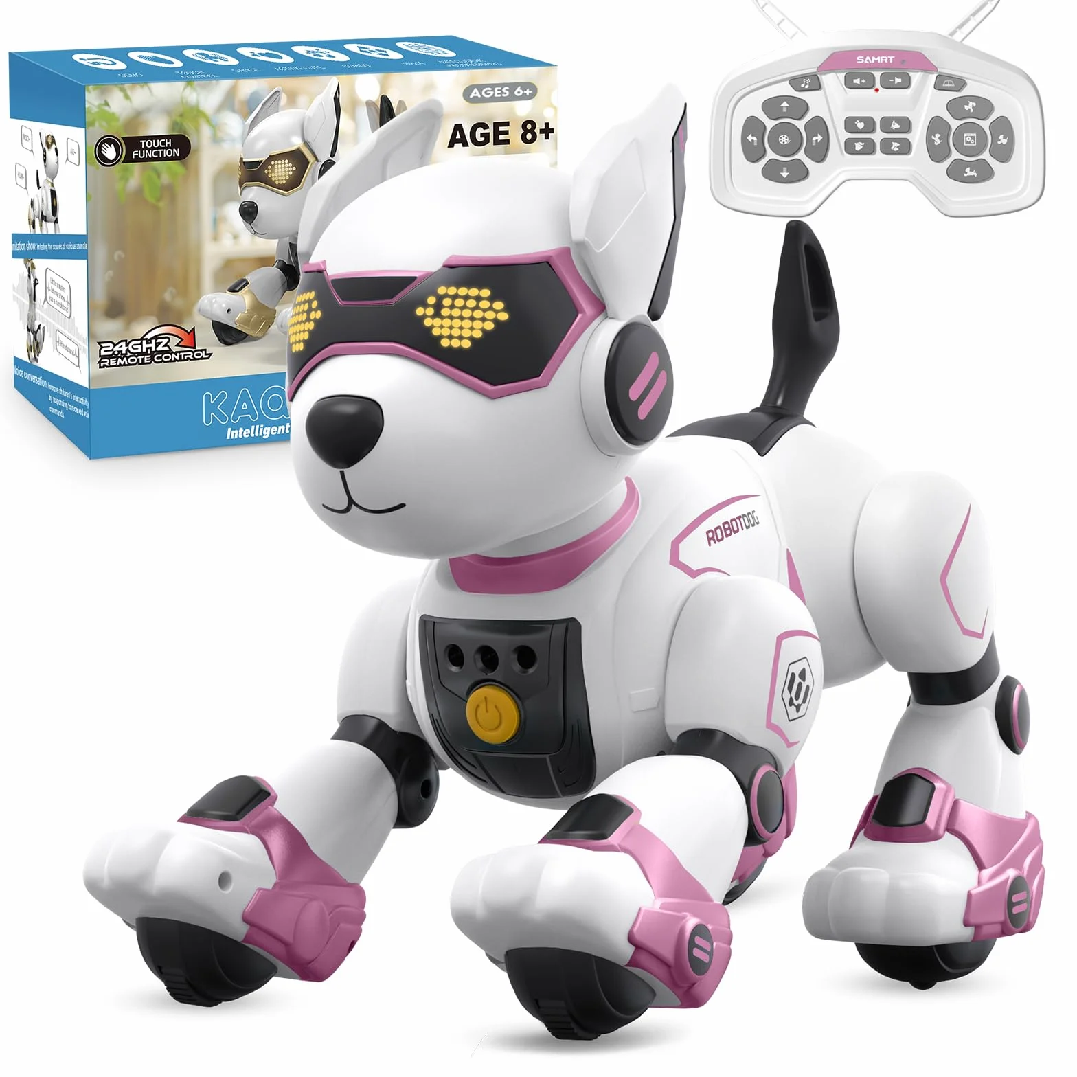 PRANITE Perro Robot para Niños, Perro Robot Programable e Interactivo, Juguete Teledirigido Recargable con Control por Voz y Gestos, Música y Baile, Regalo Ideal para Niños y Niñas