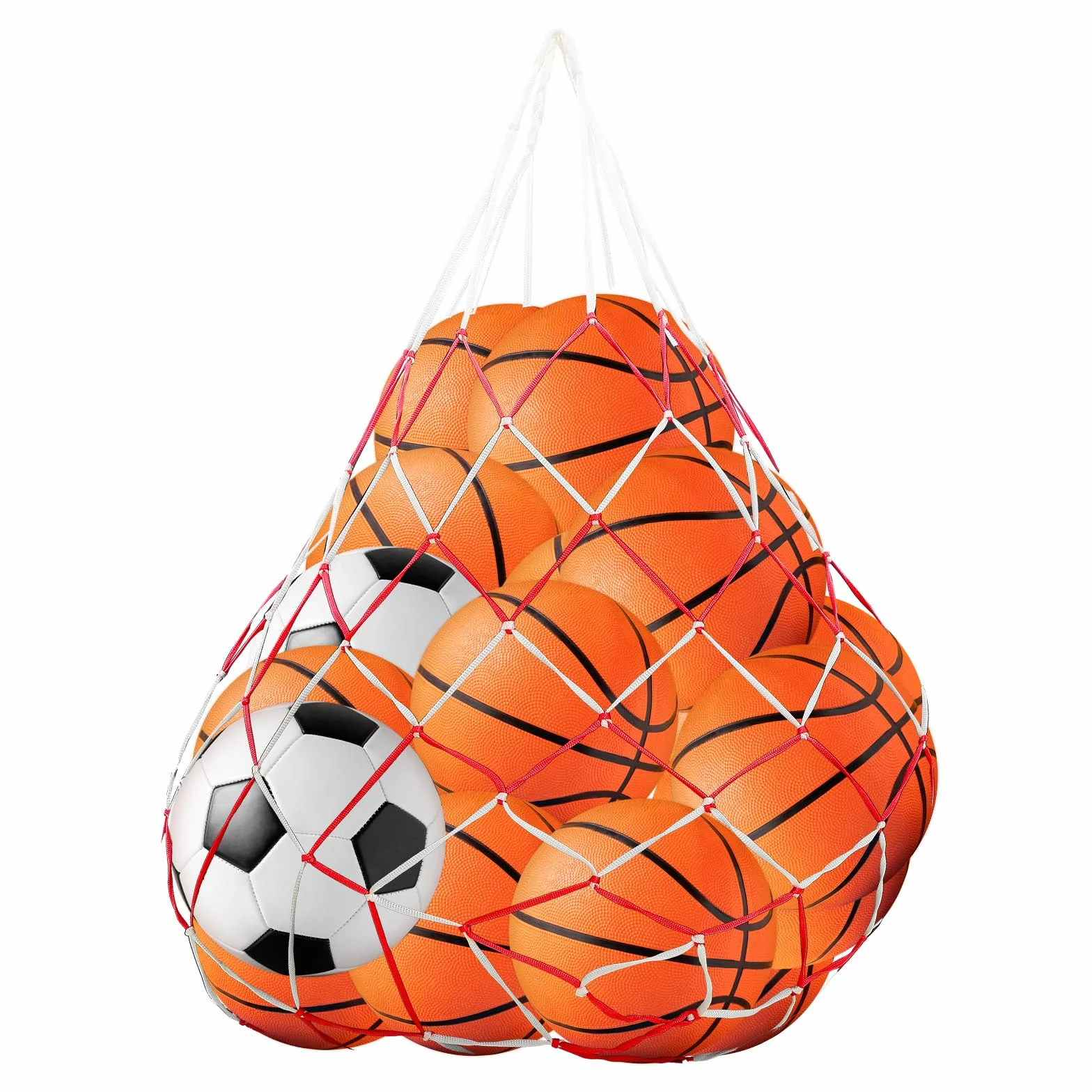 Red de Pelotas Portátil Multiusos 156 cm x 63 cm Poliéster Rojo