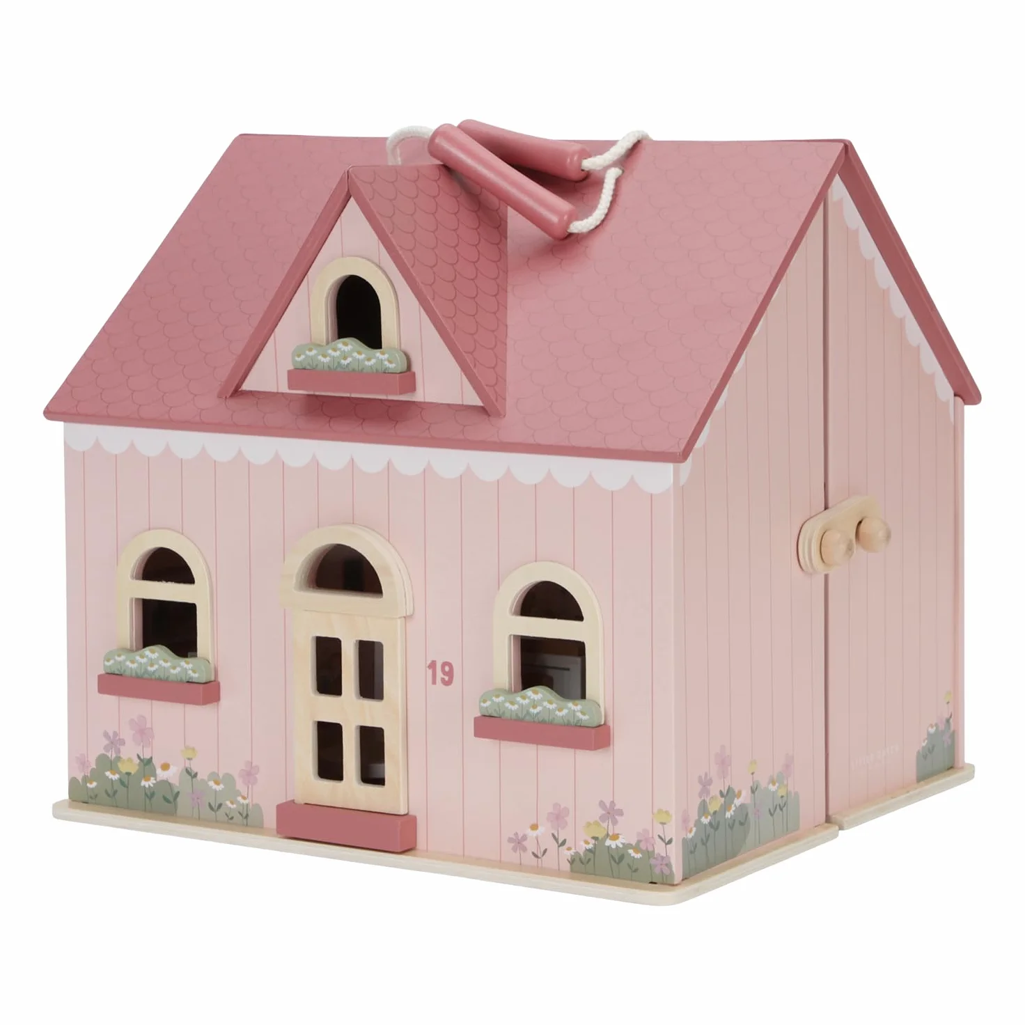 Little Dutch Casa de muñecas de madera portátil y plegable con muchos accesorios y figuras de juego, muebles rosa