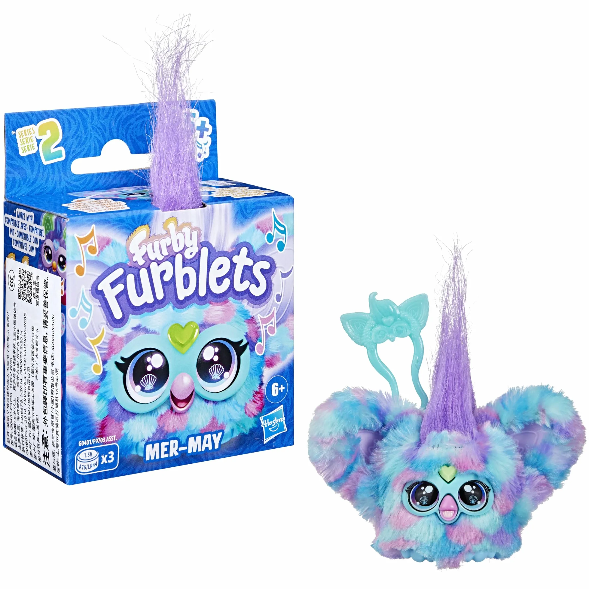 Hasbro Furby Furblets, MER-May, Peluche Electrónico, Tamaño Mini, Juguete para Niñas y Niños de 6 Años o Más, Pilas Incluidas, Coleccionable, Fantasía, Accesorios Resistentes, Muñeco para Regalo