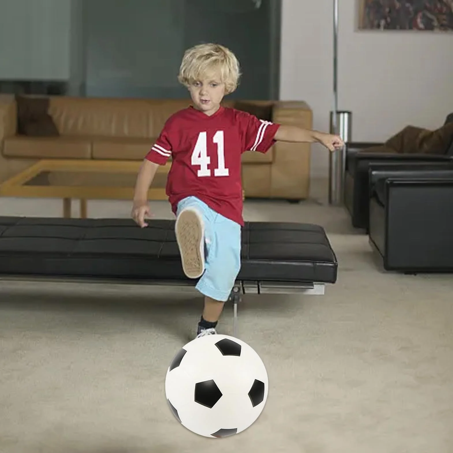 Balón de fútbol de 21 cm para interiores, de esponja silenciosa de alta densidad, pelota de espuma F suave para niños y niñas, pelota de rebote sin ruido, pelotas de fútbol de espuma F para exteriores