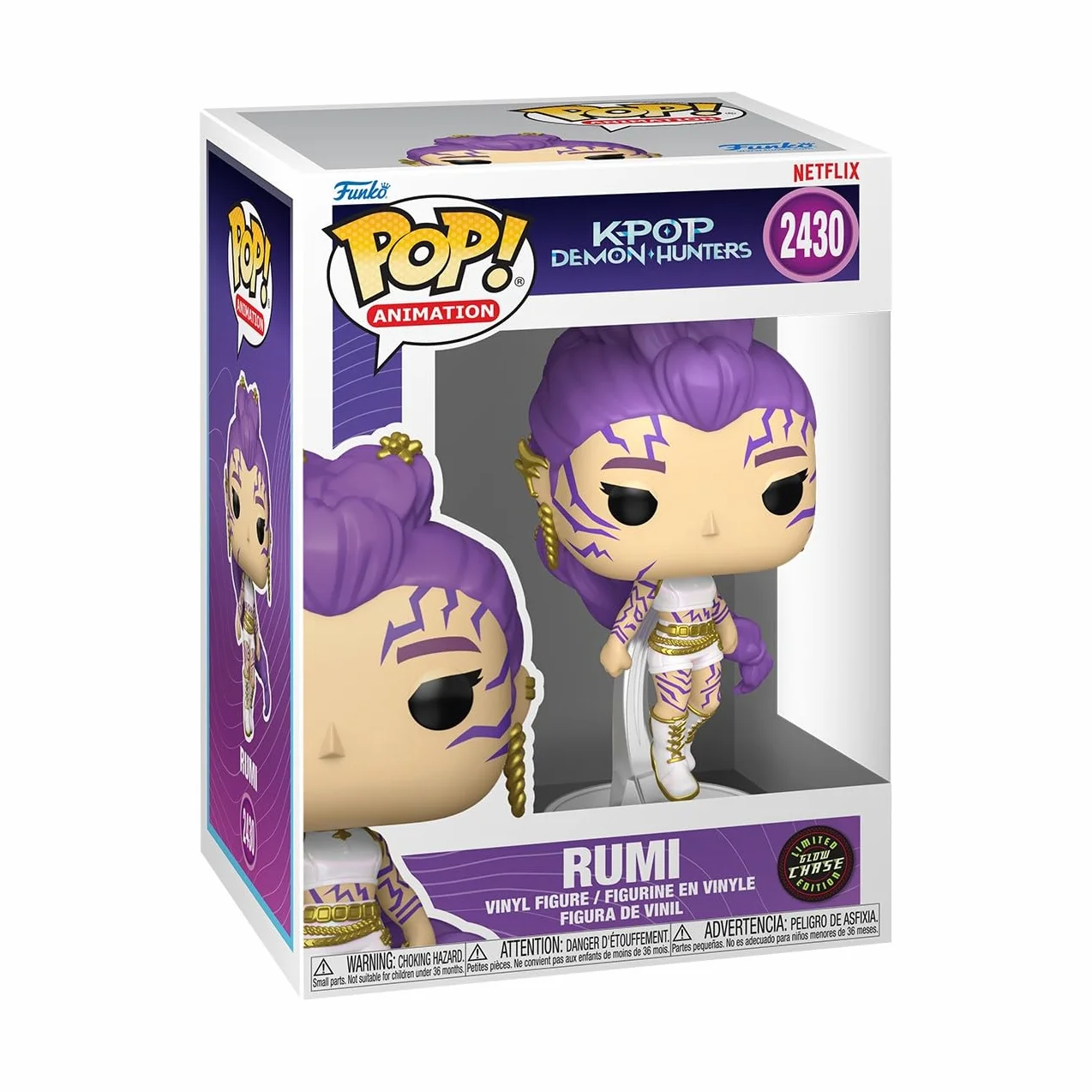 Funko POP! Animation: Netflix - KPOP Demon Hunters - Rumi - 1 in 6 chance of receiving the rare Chase variant (Glow in the Dark) - Los estilos varían - Figura de vinilo coleccionable