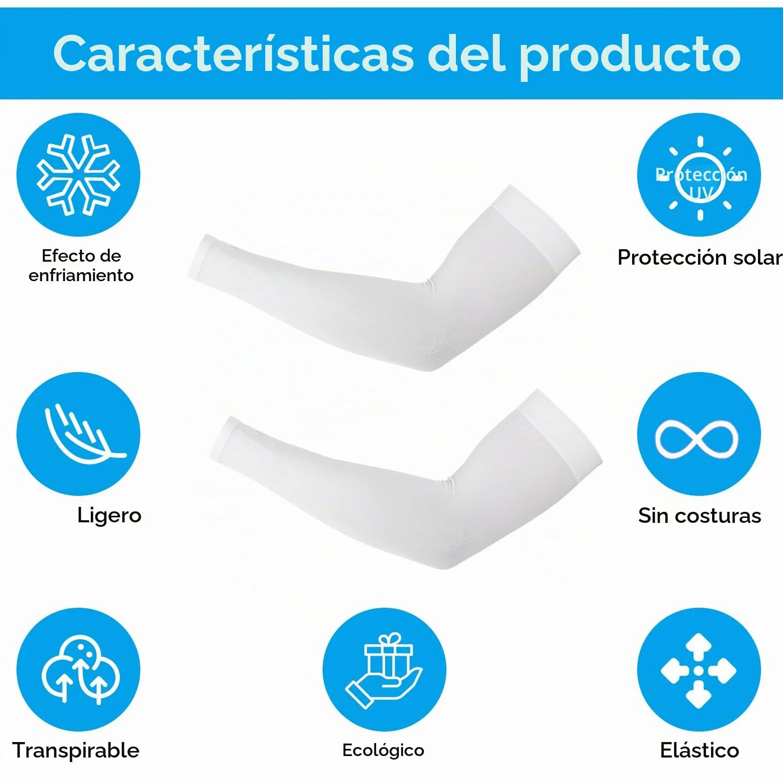 Tyqour 4 Pares Mangas UV Hombre Mujer Brazo Compresión Enfriamiento Conducir Golf Pesca Ciclismo Blanco Small