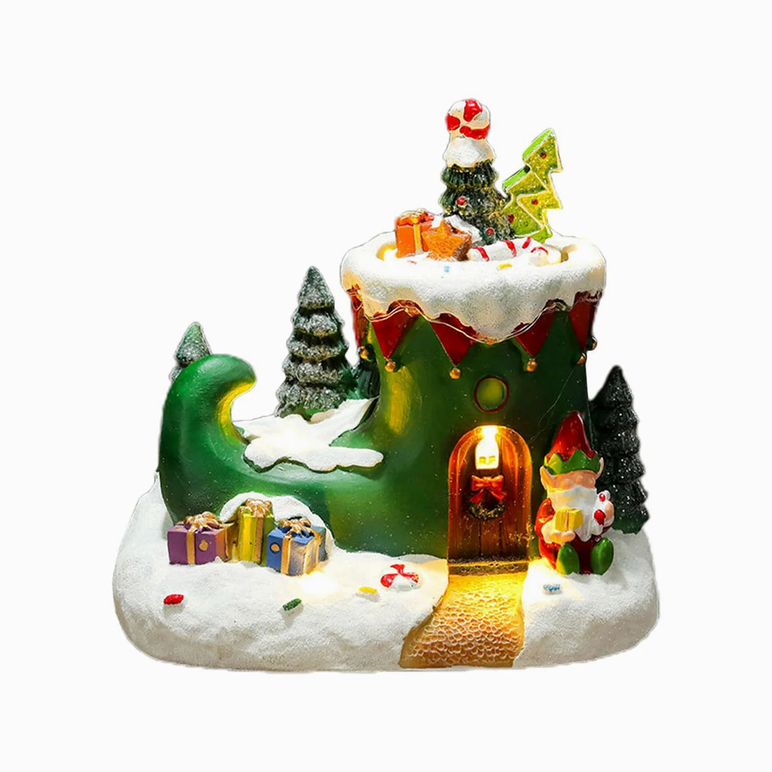 Figura decorativa giratoria de resina para decoración de escritorio con luz LED