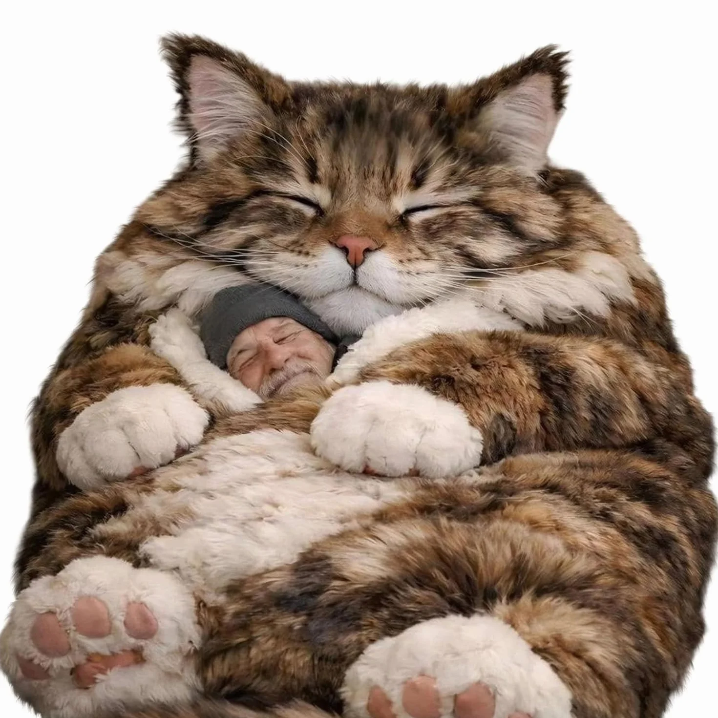 Saco de dormir de felpa con estampado de gato, saco de dormir de animales adultos, diseño de sobre de felpa gigante, lavable a máquina, manta cálida con temática de gato lindo para el hogar, camping