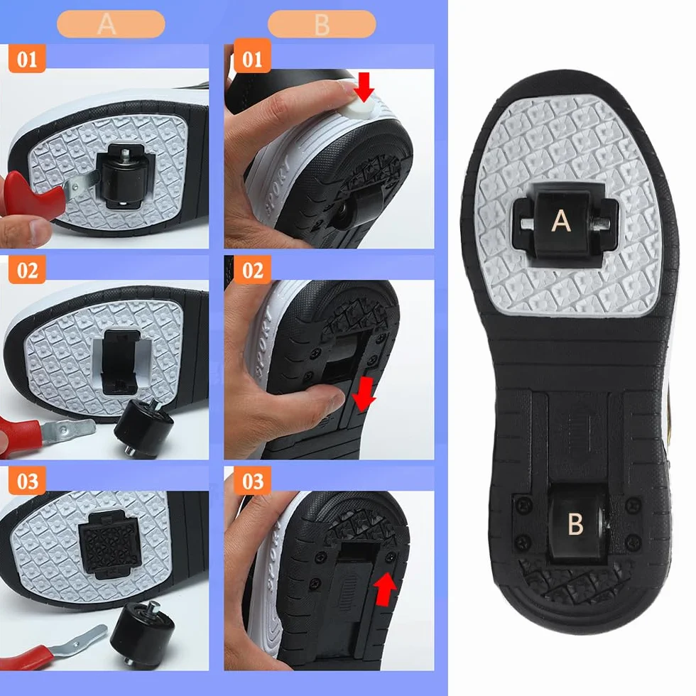 Zapatos con Ruedas para Niña y Niño Patines Retráctiles 2 Ruedas Zapatillas Deportivas al Aire Libre 29-40 EU
