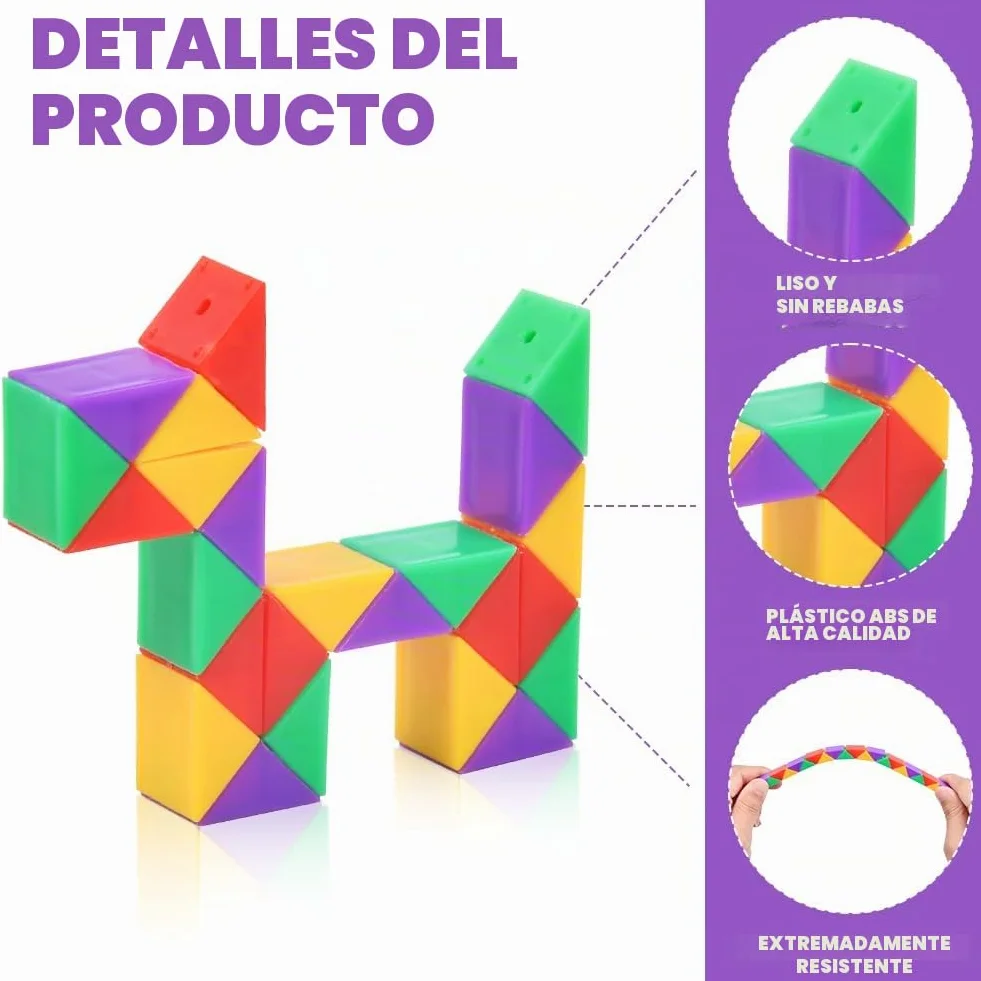 Ainiv Magic Snake Cube 24 Segmentos Serpiente Mágica Juguete Rompecabezas Regalo Niños