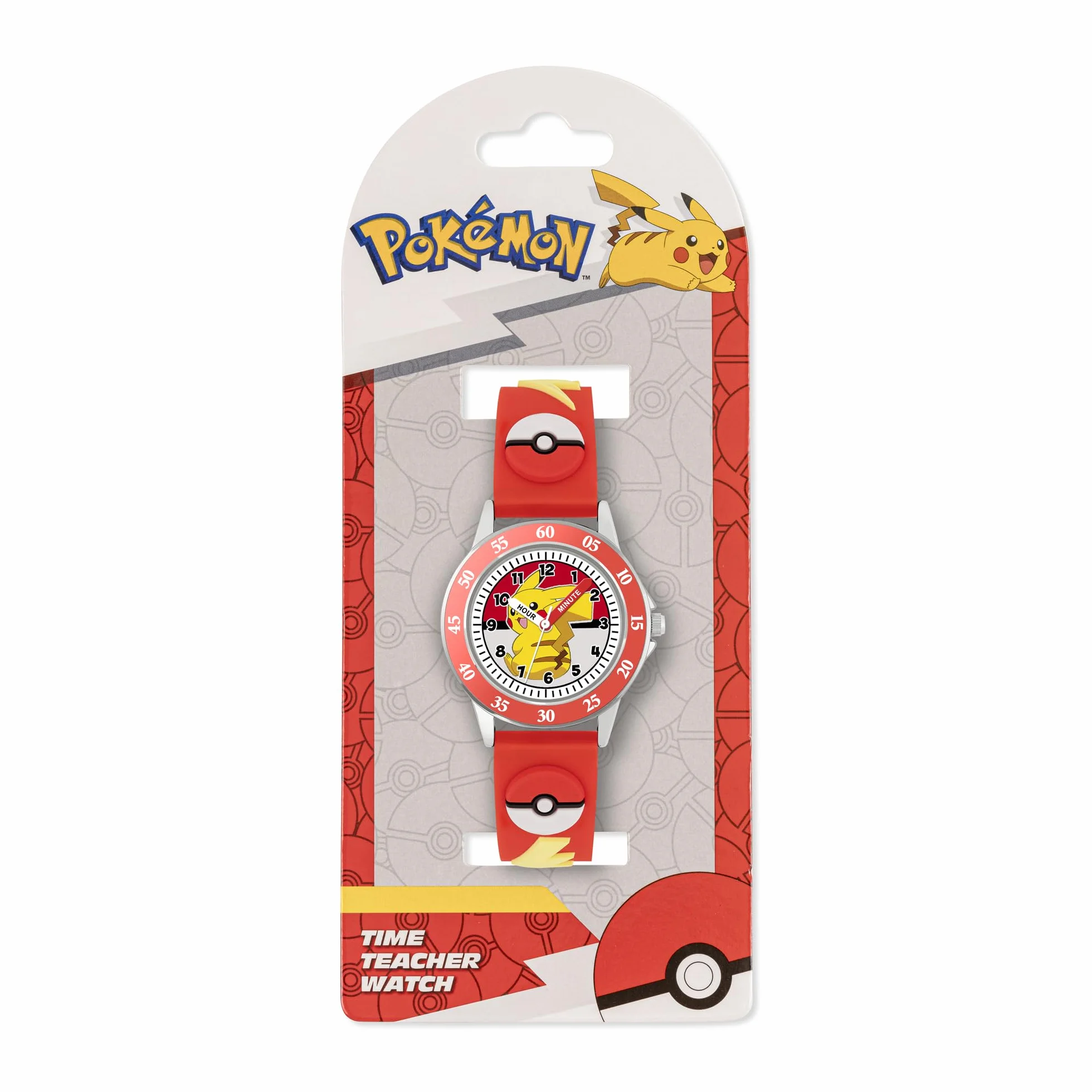 Peers Hardy Pokemon Kids Time Teacher Pulsera de Silicona 3D Roja Aprender Hora POK9074