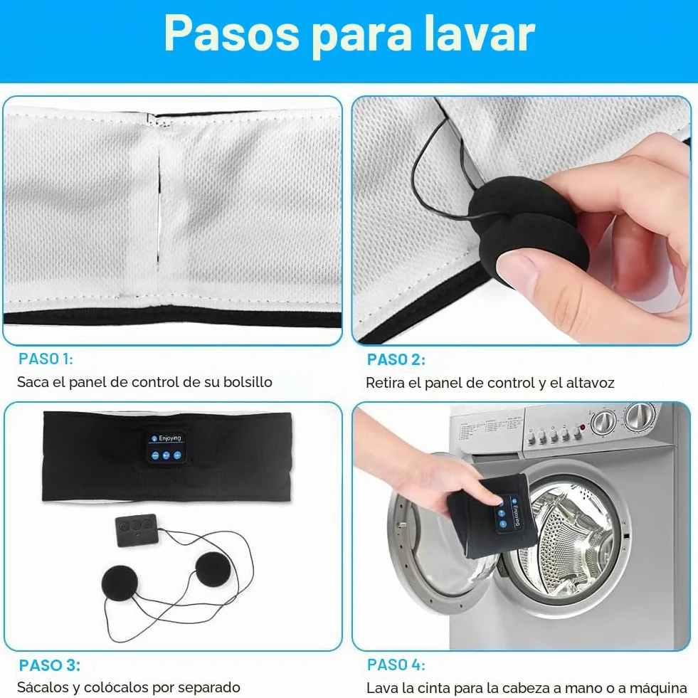 Auriculares para Dormir Bluetooth 5.4, Diadema Deportiva Antifaz, Música, Correr (Negro)