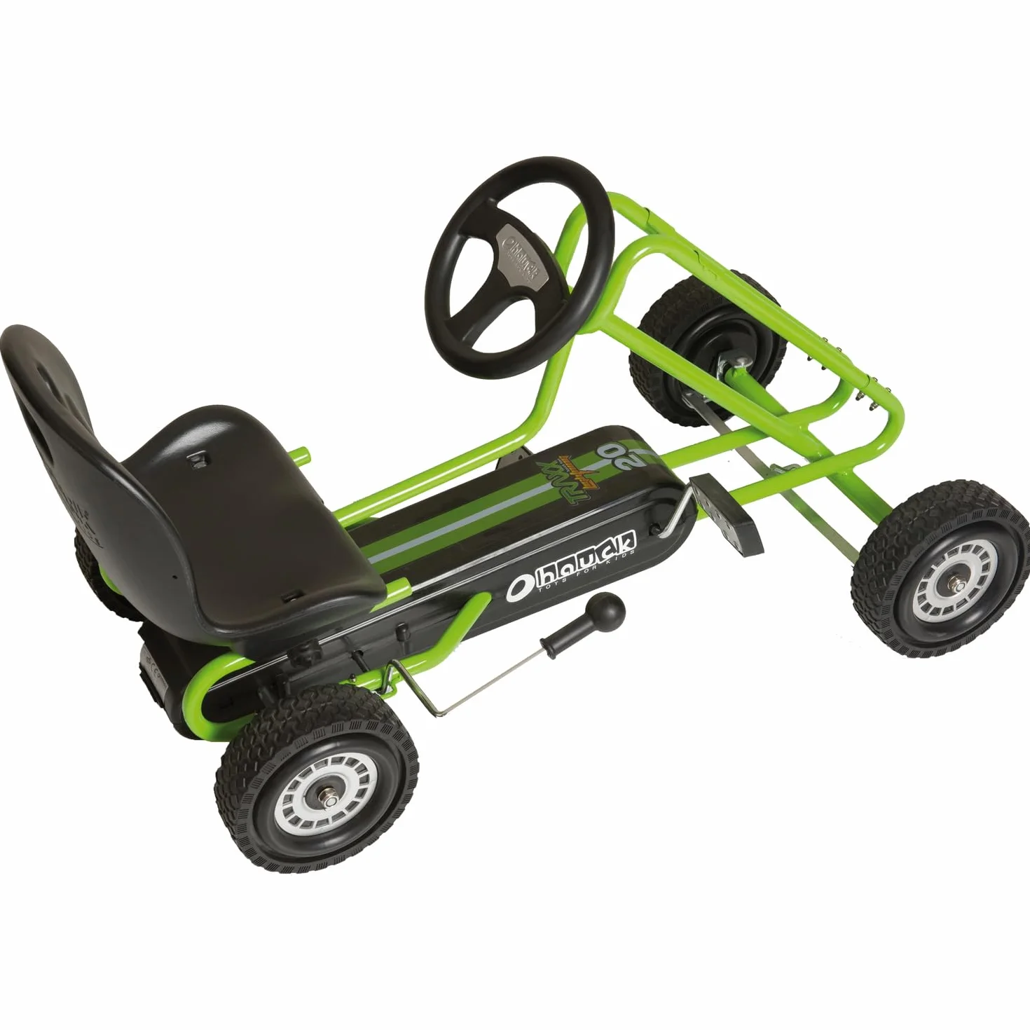 hauck Lightening Go Kart con Ruedas de Goma, Kart Pedales, Coches Niños, Freno de Mano, Asiento Ajustable en Tres Posiciones, 4-8 Años, Peso Max. Peso 50 kg, Respaldo alto, Verde