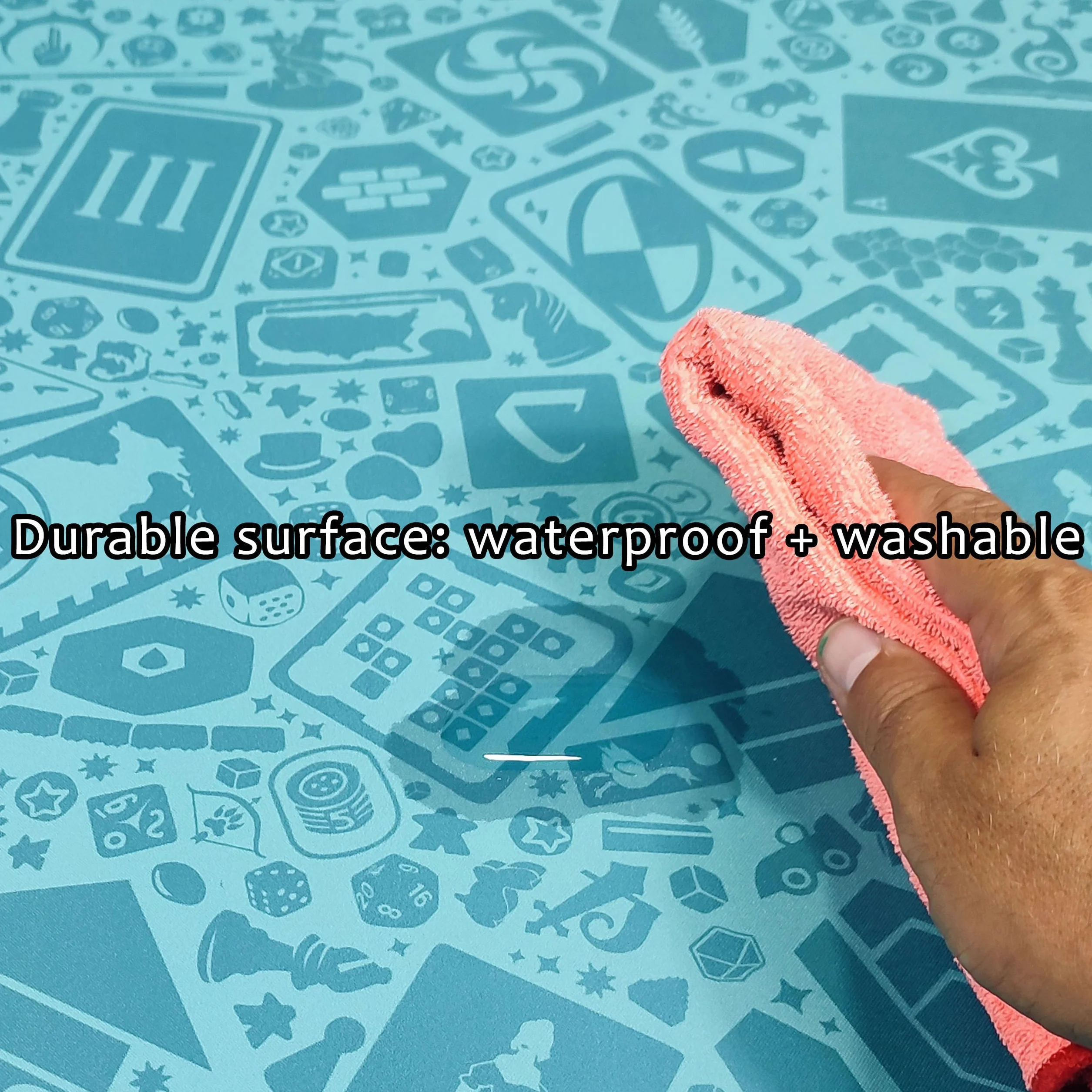 Neoprene Play Mat | Tapete especializado para Juegos de Mesa, Dados y Cartas | 140 x 80 cm | Impermeable, Antideslizante y Enrollable (Gaming (Blue))
