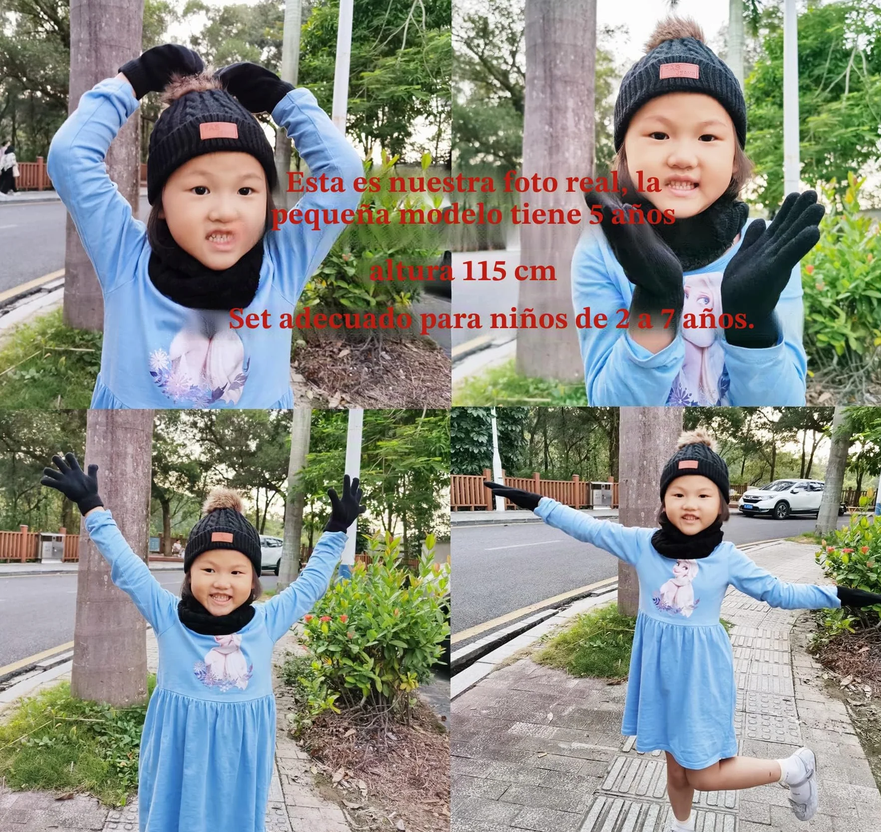 Set de 3 en 1 Gorro Bufanda y Guantes para Niños - Beanie Invierno de Punto
