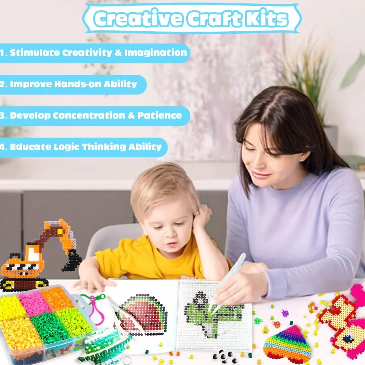 Cuentas Para Planchar, 11000 Piezas Abalorios Fusibles de 20 Colores Set con Caja de Almacenamiento, Guía del Usuario, Diseño DIY de Joyas, Creativas y Manualidade, Para Niños Cumpleaños Navidad (5mm)