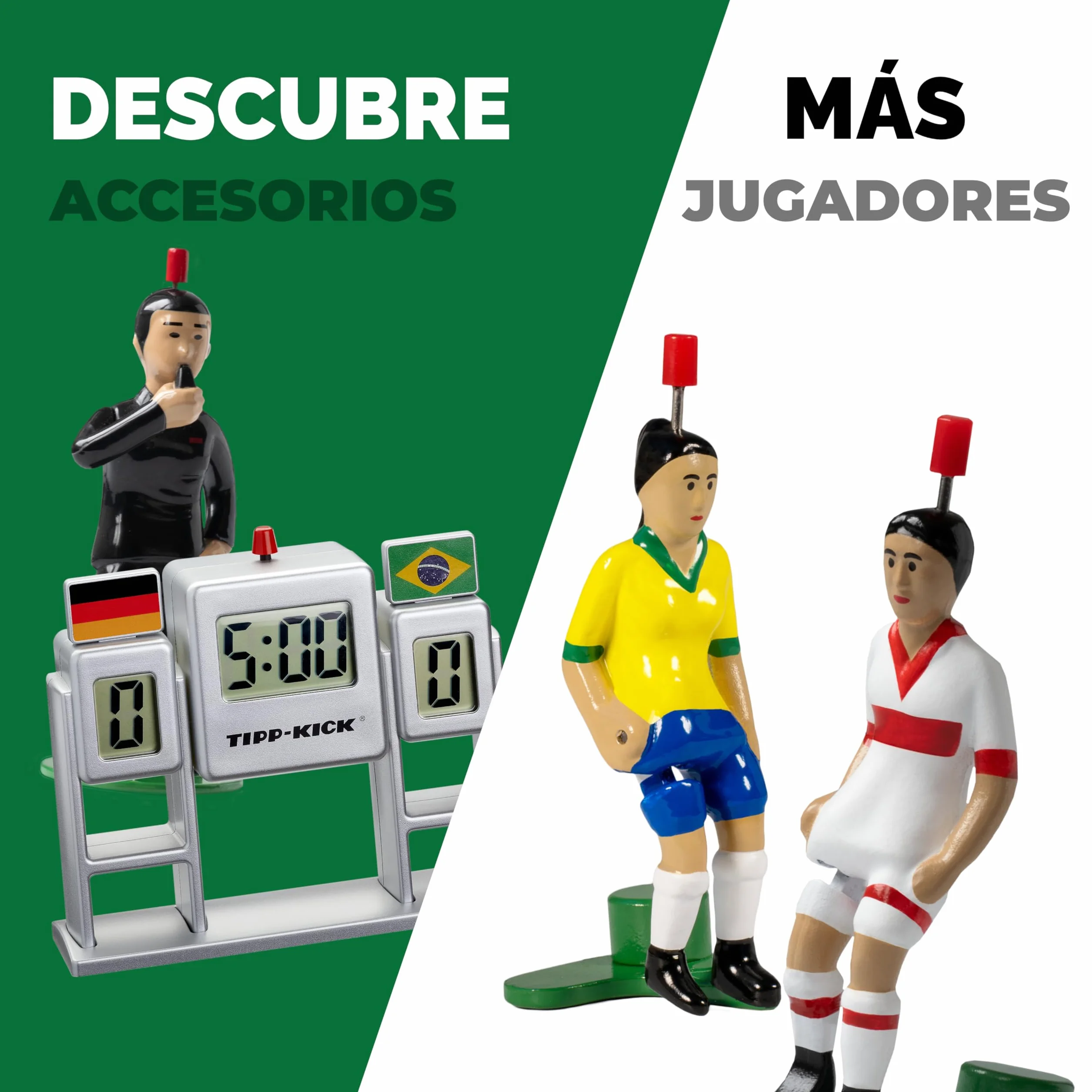 TIPP-KICK Junior Cup con Borde 82x56 cm – Futbolín Listo para Jugar con 2X Jugadores, 2X guardametas, 2X porterías de plástico, 2X balones I Terreno de Juego Hecho de Fieltro