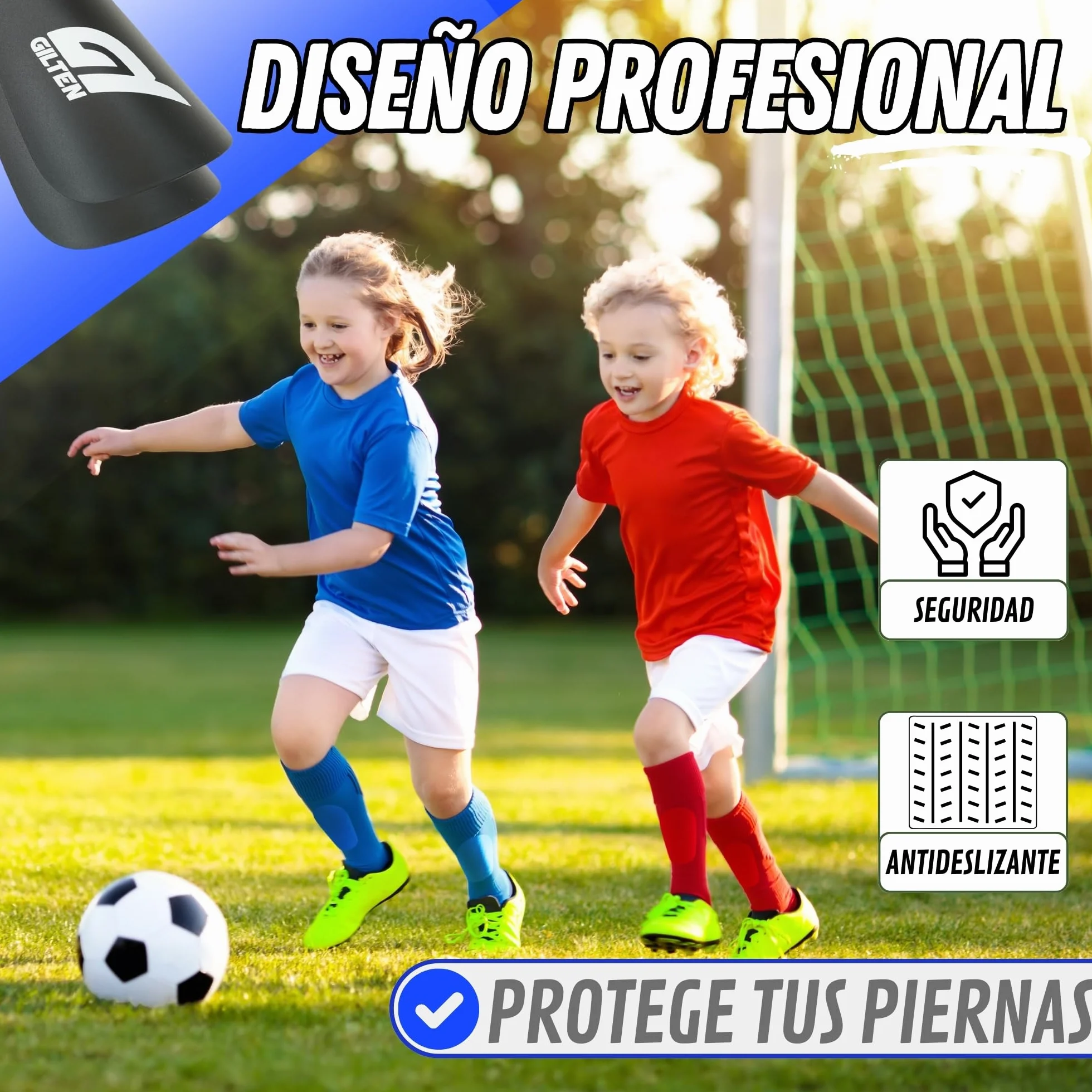 Espinilleras Fútbol con Bolsa Deportiva de Almacenamiento para Niño, Niña, Hombre y Mujer