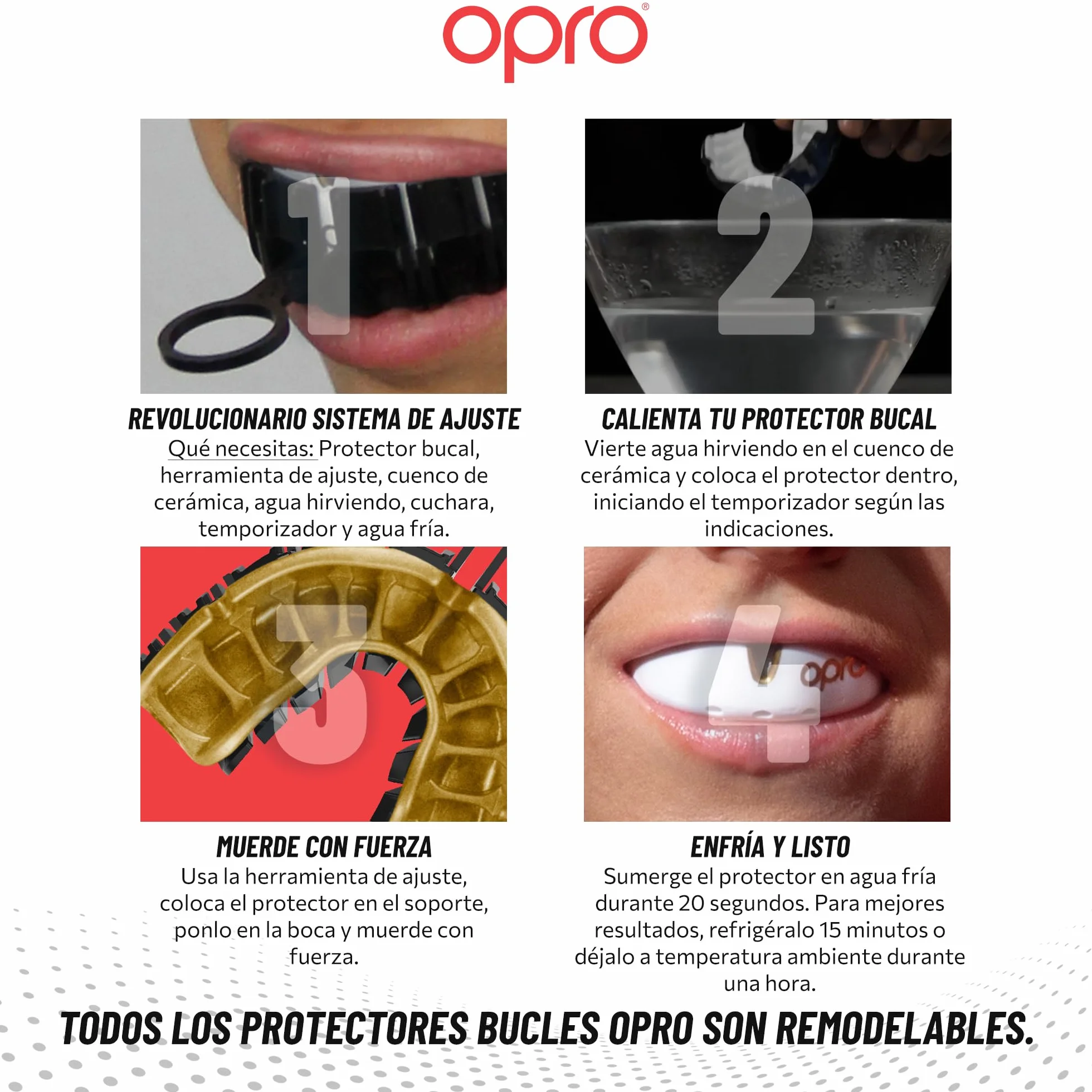 OPRO Protector Bucal Nivel Oro para Boxeo MMA BJJ Rugby Hockey Moldeo Fácil