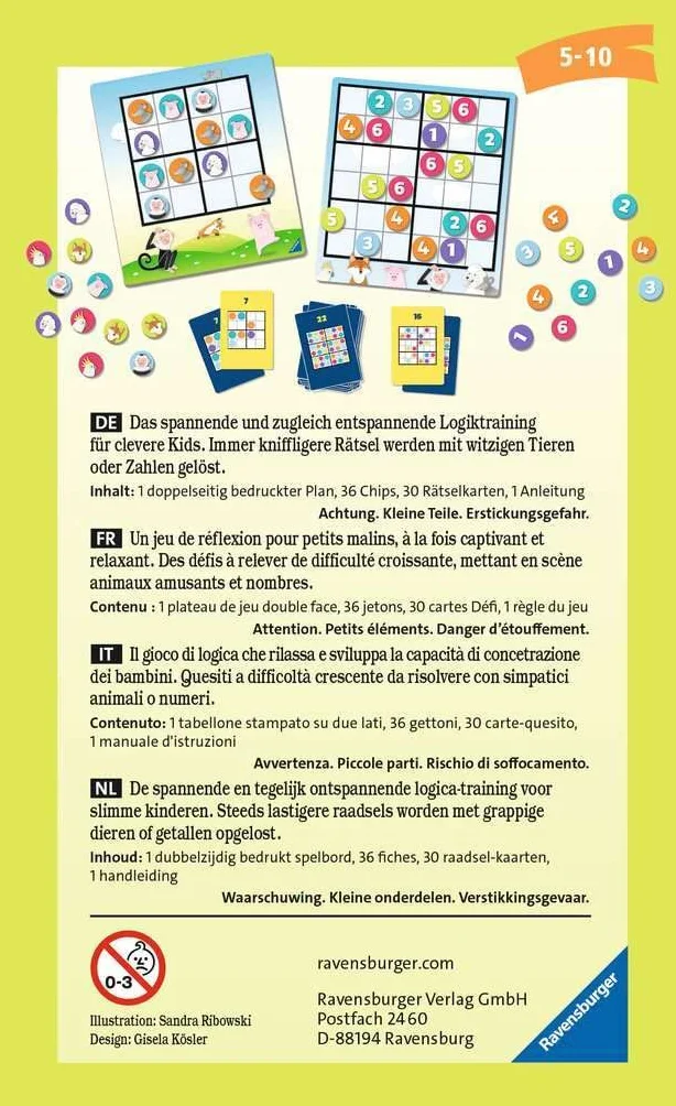Ravensburger Sudoku para niños 20850 Juego de lógica 5-10 años