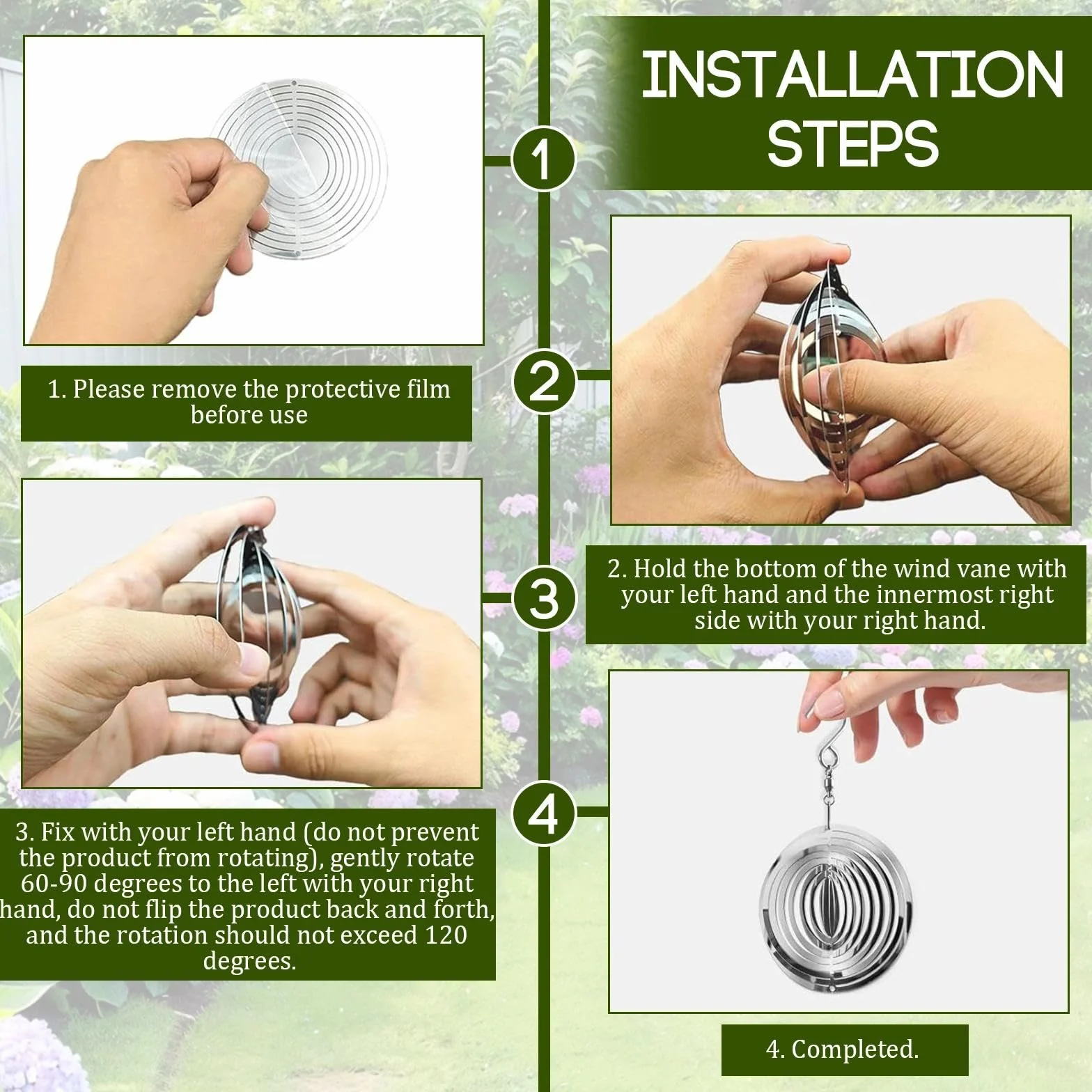 3 Piezas Molinillo de Viento, Anti Palomas Ahuyentador de Pajaros, Ahuyentador Palomas Acero Inoxidable, 3D Ahuyenta Gorriones Otras para Balcones Jardines Patio y Estanques