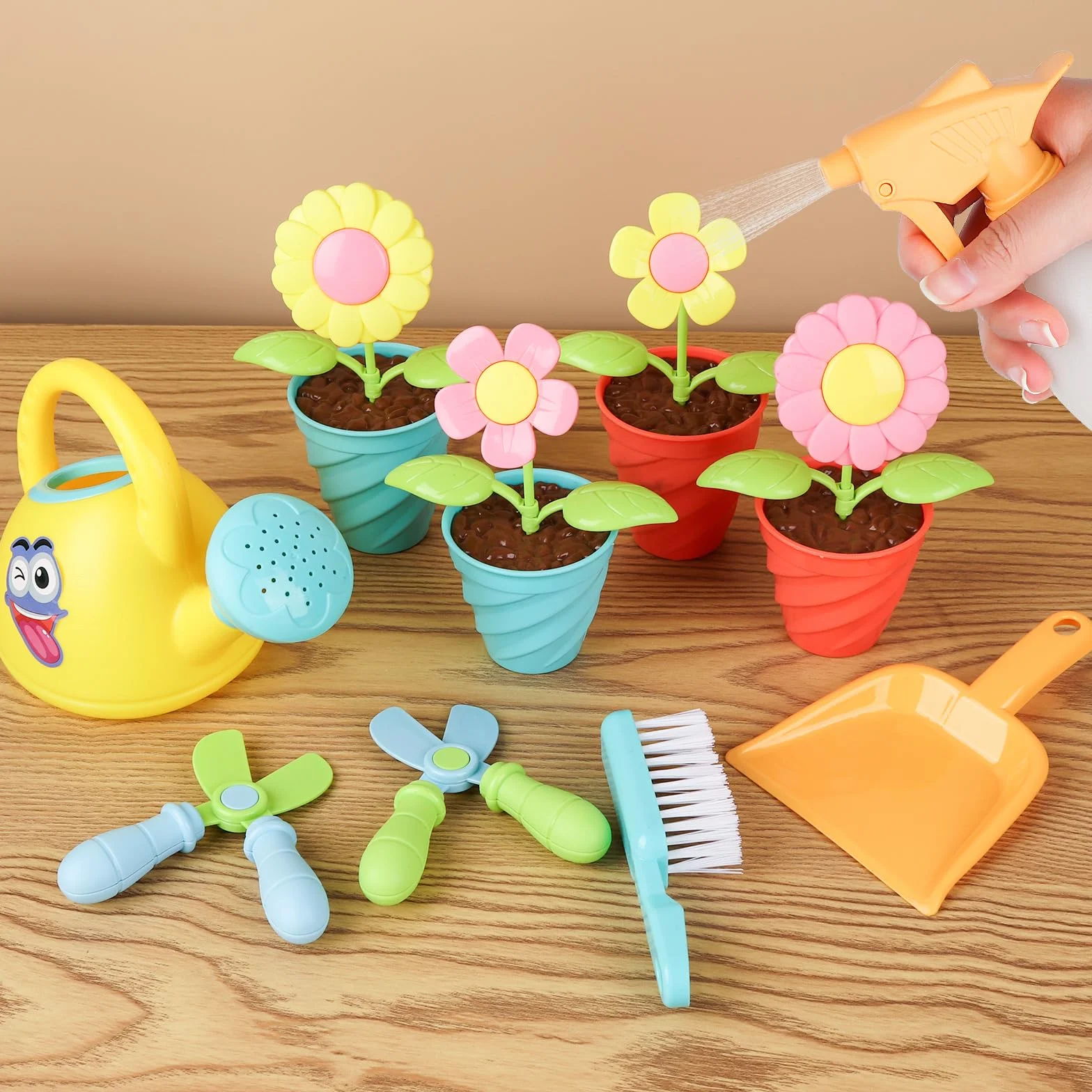 24 Piezas Herramientas de Jardín para Niños con Pegatinas, Juguetes de Jardín Niño, Regadera Pala Rastrillo, Juego de Juguetes de 2 Años