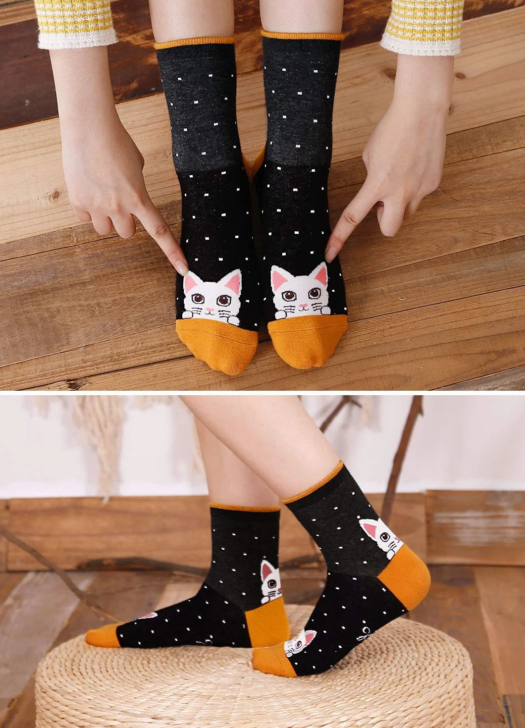 PUTUO Calcetines Térmicos Mujer Algodón Animales Lindos 5 Pares