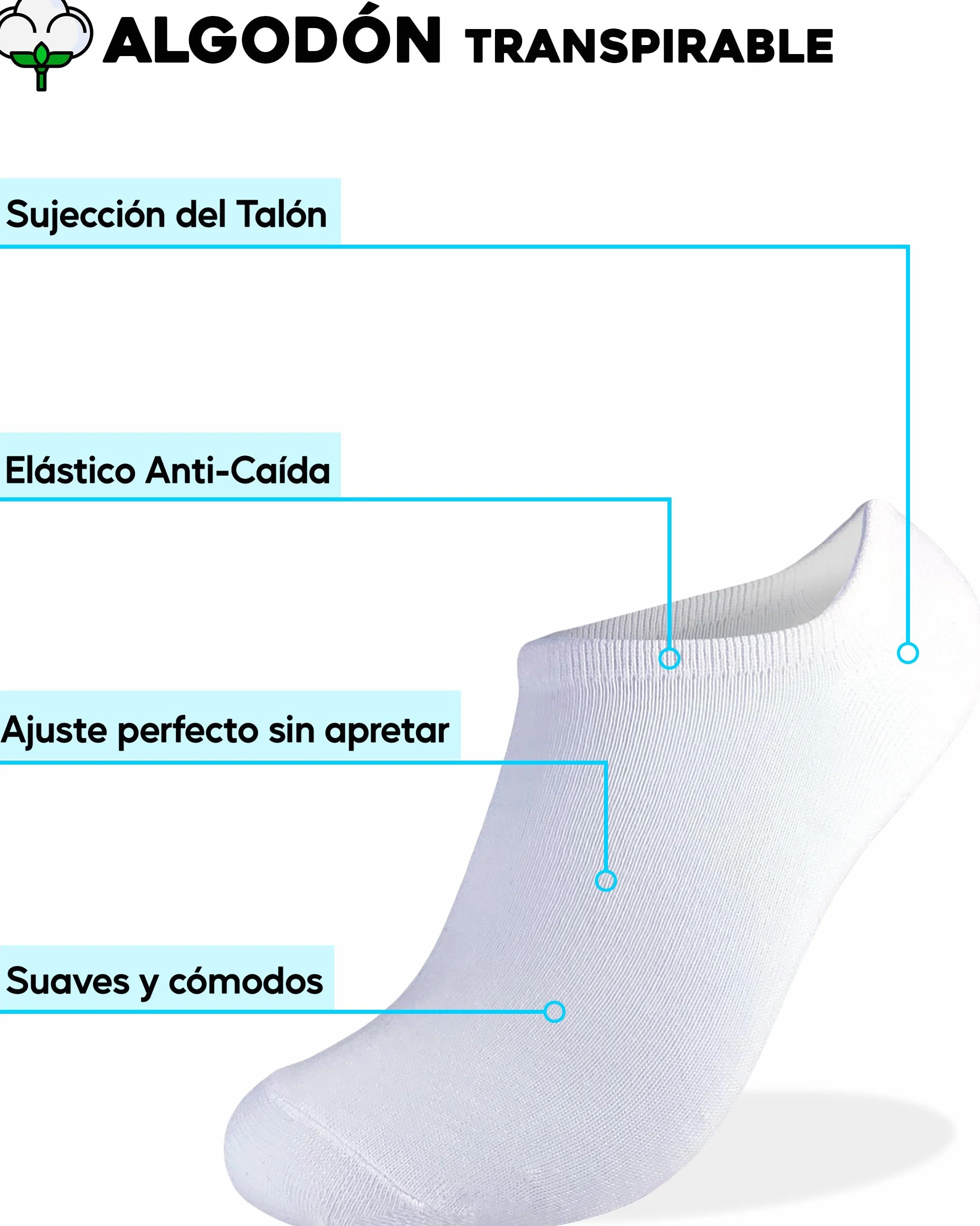 Topline Calcetines Tobilleros Hombre Mujer Cortos 12 Pares