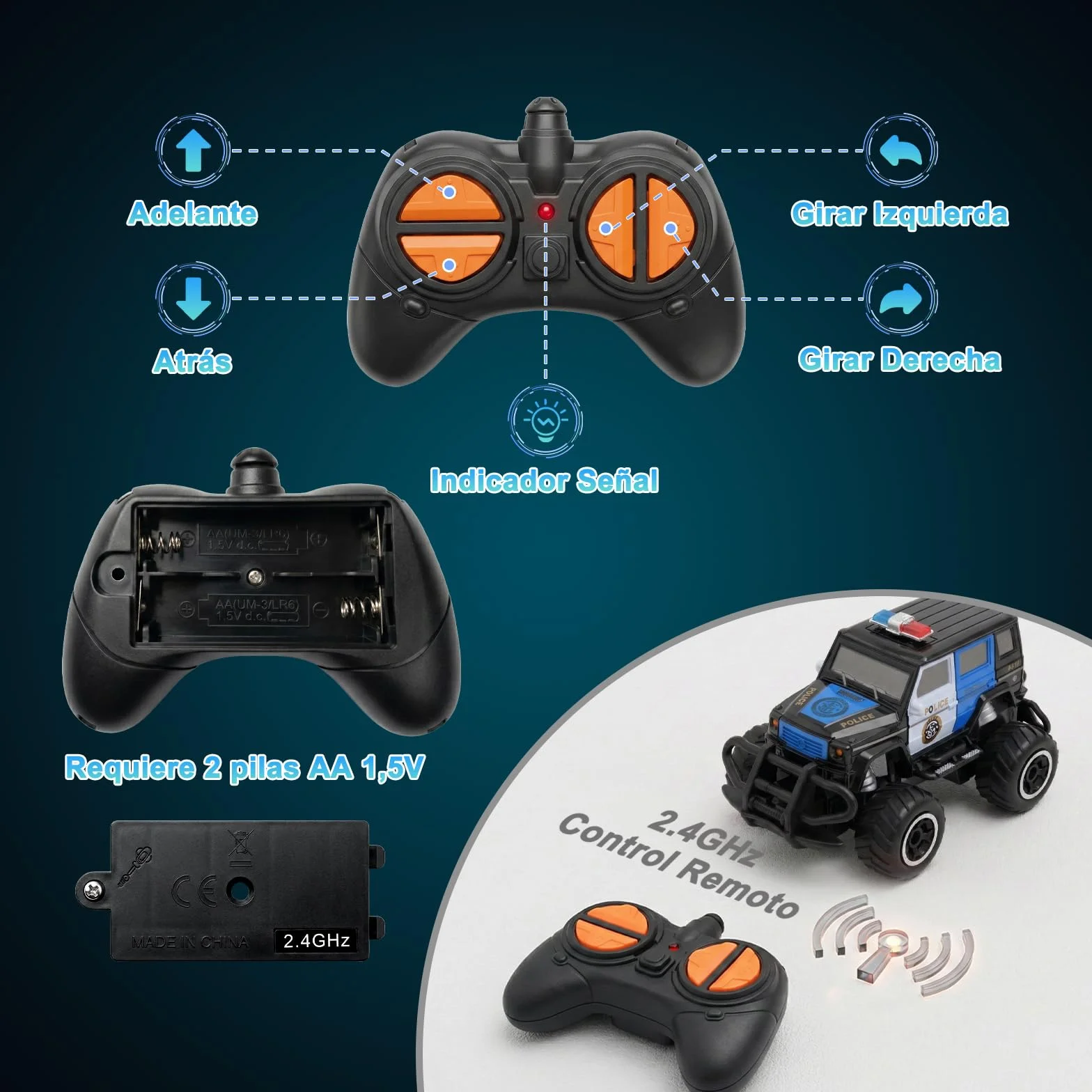 Pup Go Coche Teledirigido para Niños 3+ Años, Niños, Rápido RC Coche de Juguete, Coche Radiocontrol Coche de Policía Niña, Radio Control de Coches Juegos Regalos Cumpleaños