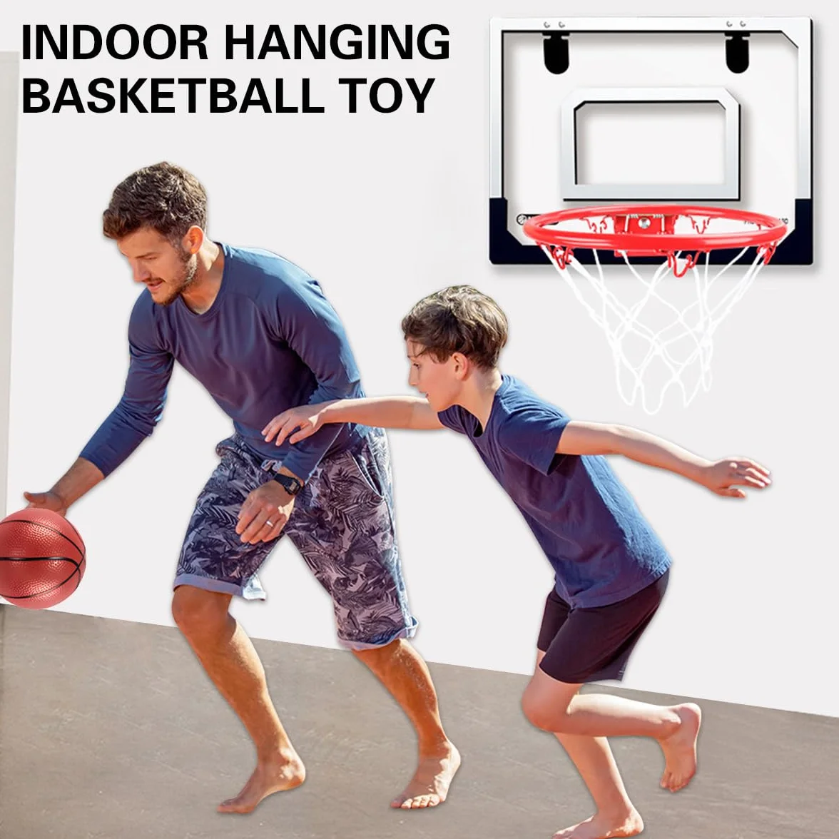 Canasta Baloncesto Infantil, Canasta Baloncesto Interior, Mini Canasta Baloncestos Habitacion con 4 Pelotas y Bomba, Canasta Baloncestos Exterior Pared para 5 años+ Niño y Adultos - Rojo