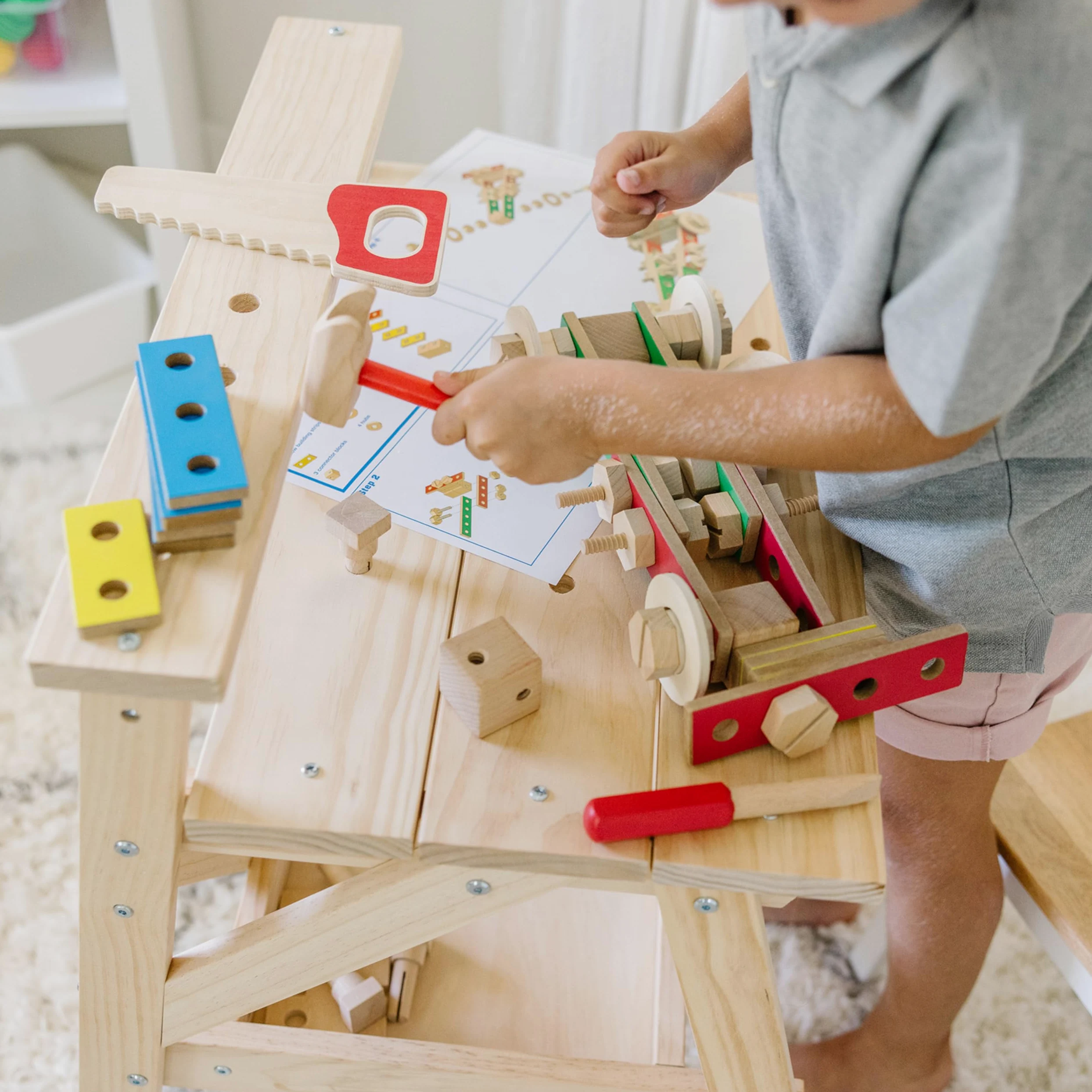Melissa & Doug Banco de Carpintero de Madera para niños|Juguete Grande de Madera | Juego Creativo Montessori| Juego de imitación |Regalo para niños y niñas de 3 4 5 6 7 8 9 Años
