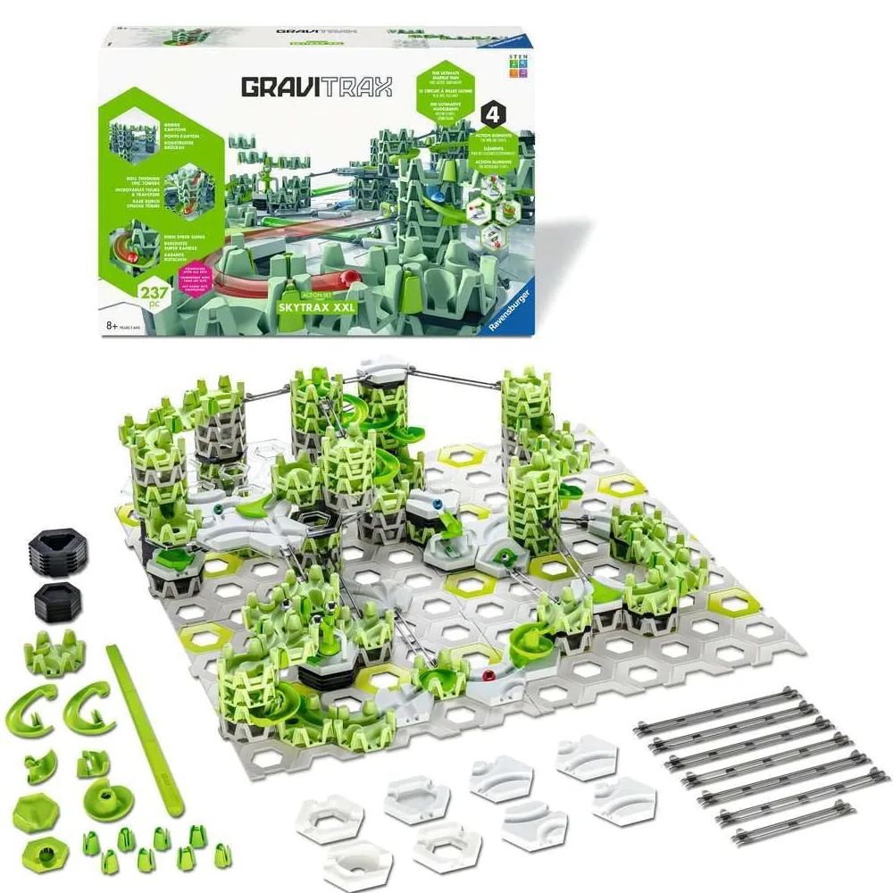 El Set de acción GraviTrax XXL Skytrax de Ravensburger, un Innovador Sistema de Pistas de Bolas con un Nuevo diseño y Funciones, Juguetes de construcción y Carreras de mármol a Partir de los 8 años,