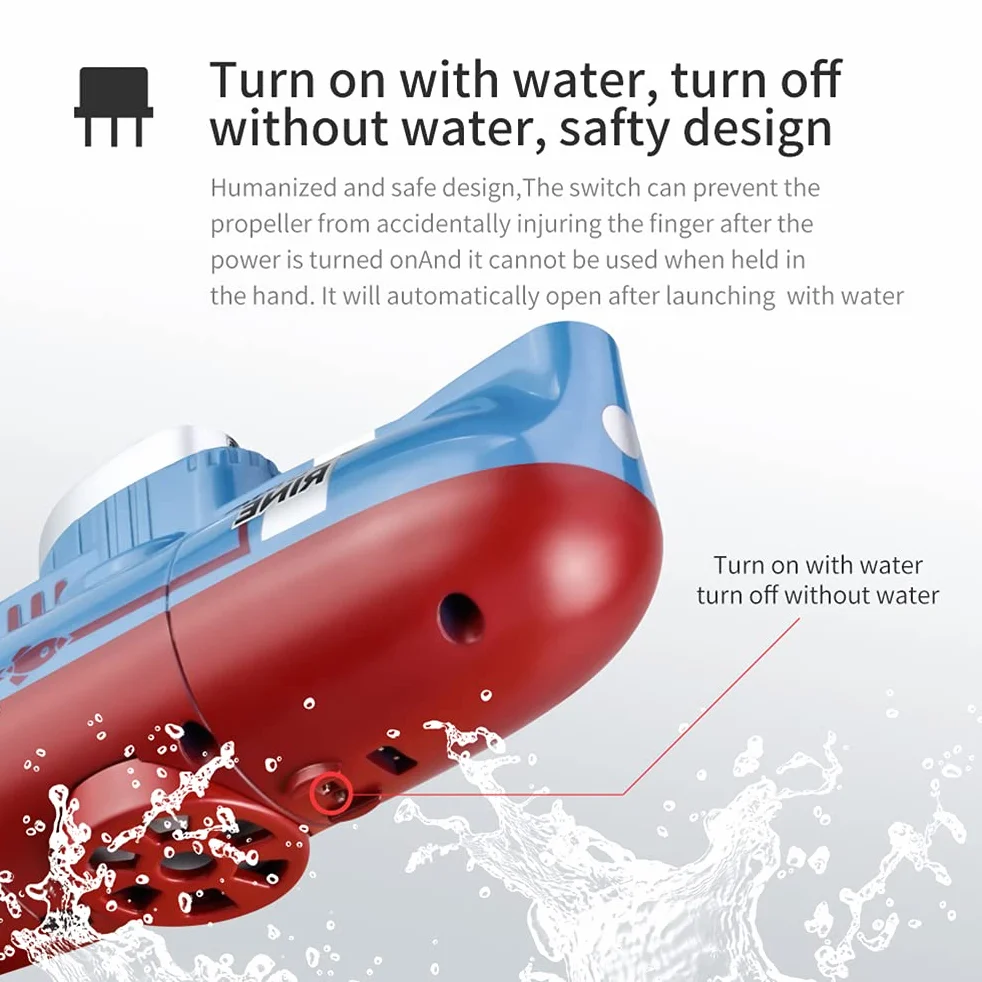 Mini Submarino RC de 6 Canales con Control Remoto, Barco Submarino RC, Modelo de Submarino, Juguete para Regalo Educativo para Niños (Azul)