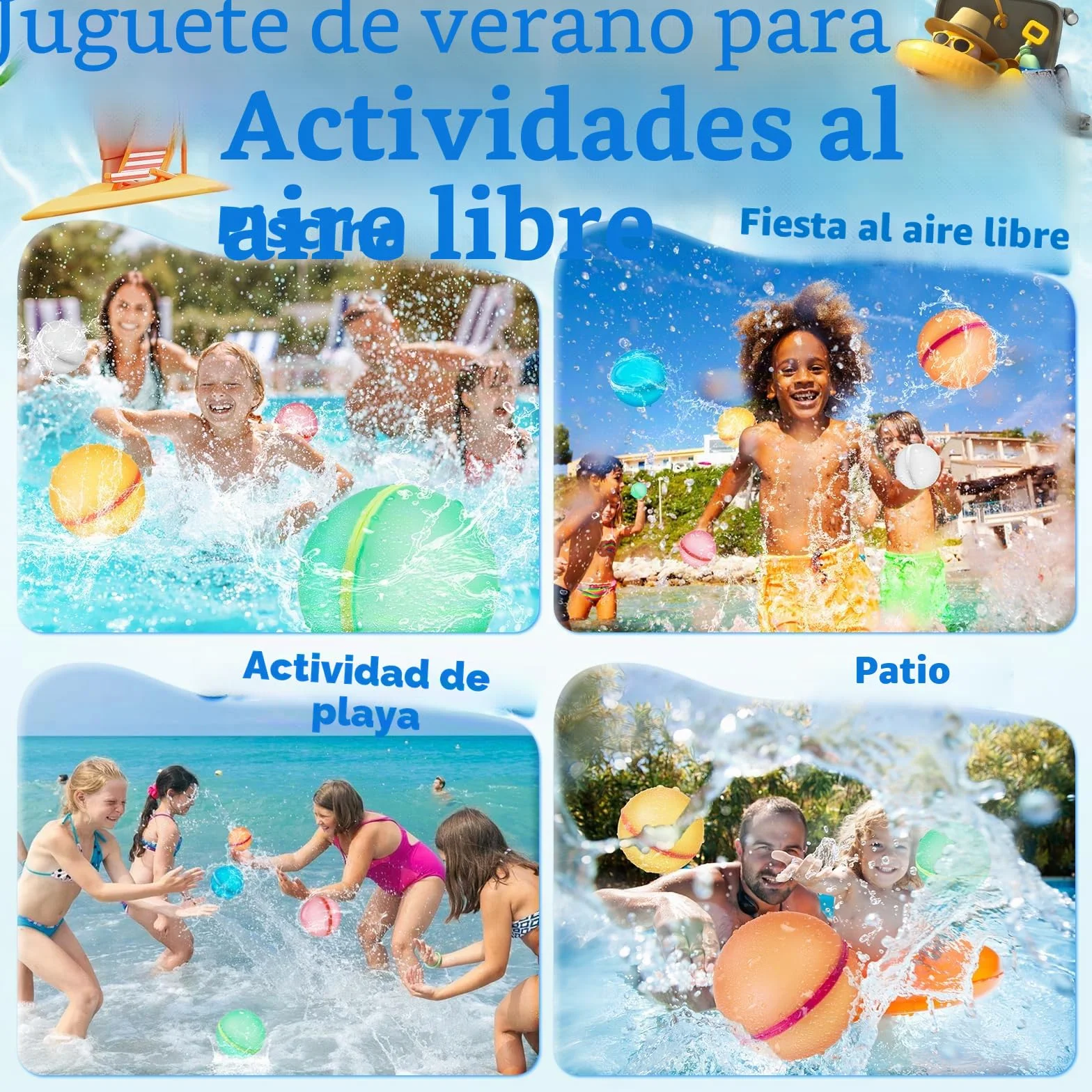 6 Piezas Globos de Agua Reutilizables, Globos Agua in Silicona Llenado Rapido, con Bolsa de Malla, Juego de Bombas de Agua, Adecuado Para Niños y Adultos, Playa, Fiesta en la Piscina