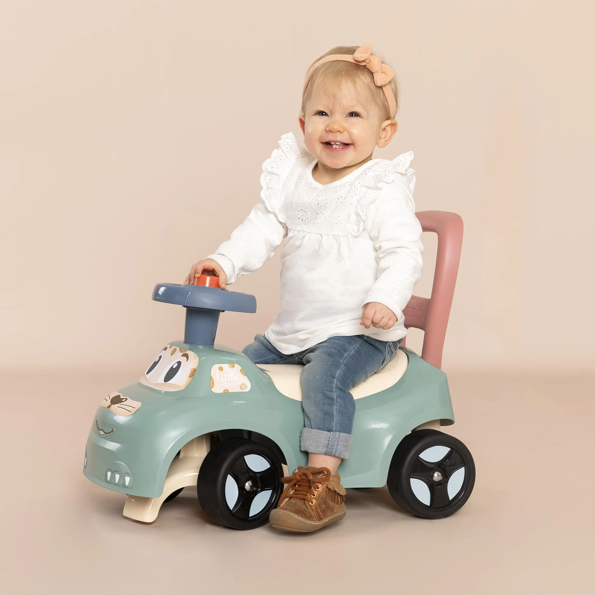 Smoby Little Coche correpasillos - Función Andador - Volante - Caja de Juguetes - A Partir de 10 Meses - Fabricado en Francia