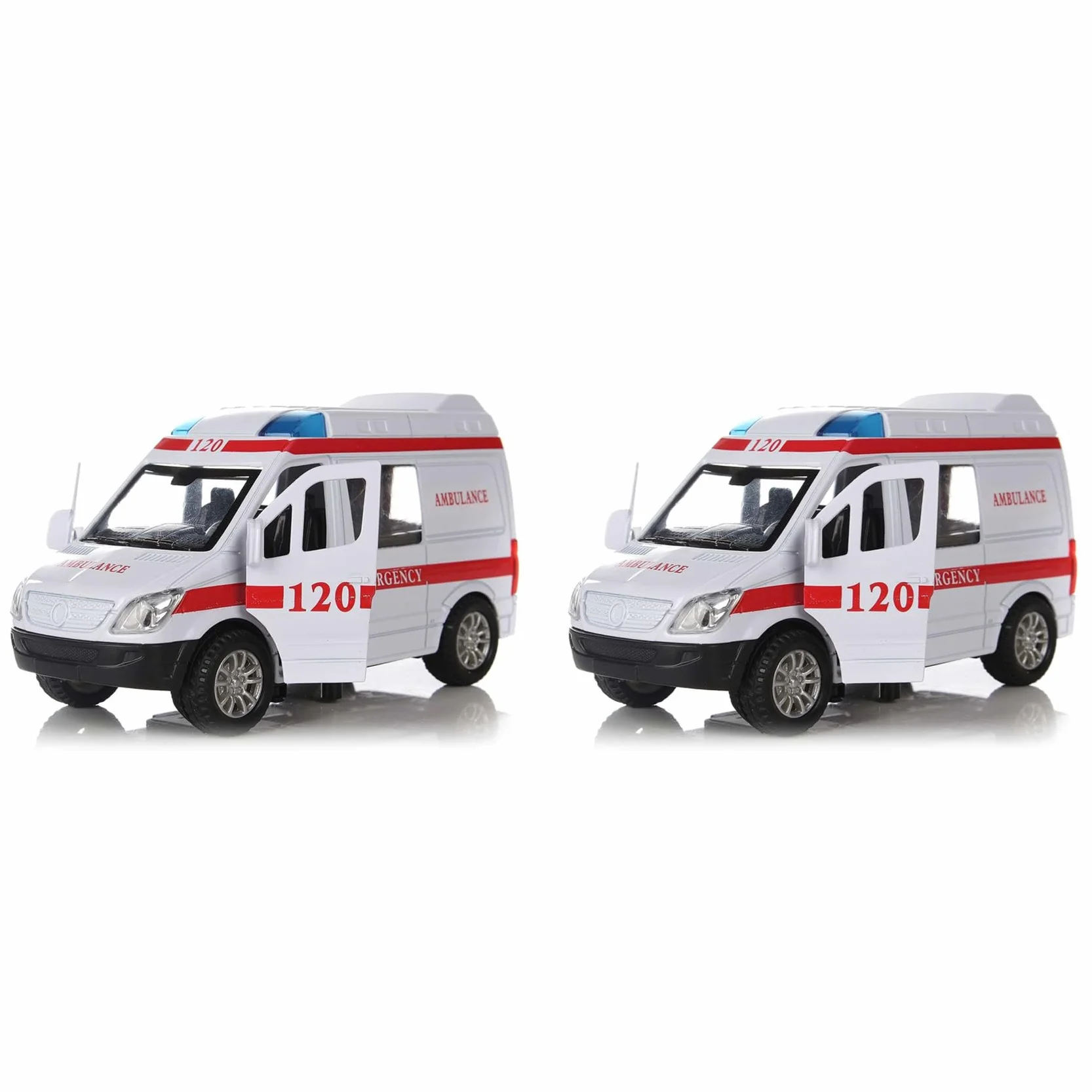 2X Ambulancia VehíCulos MéDicos Juguetes 1/32 AleacióN Diecast Modelo de AutomóVil con LightandSound Regalo para NiñOs