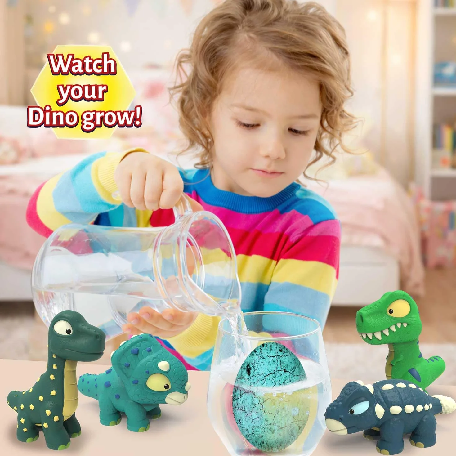 CRAZE Mega Egg DINOREX Juguetes de Dinosaurios para incubar Que Crecen en Agua, Huevos de Pascua con Sorpresa de Dinosaurio