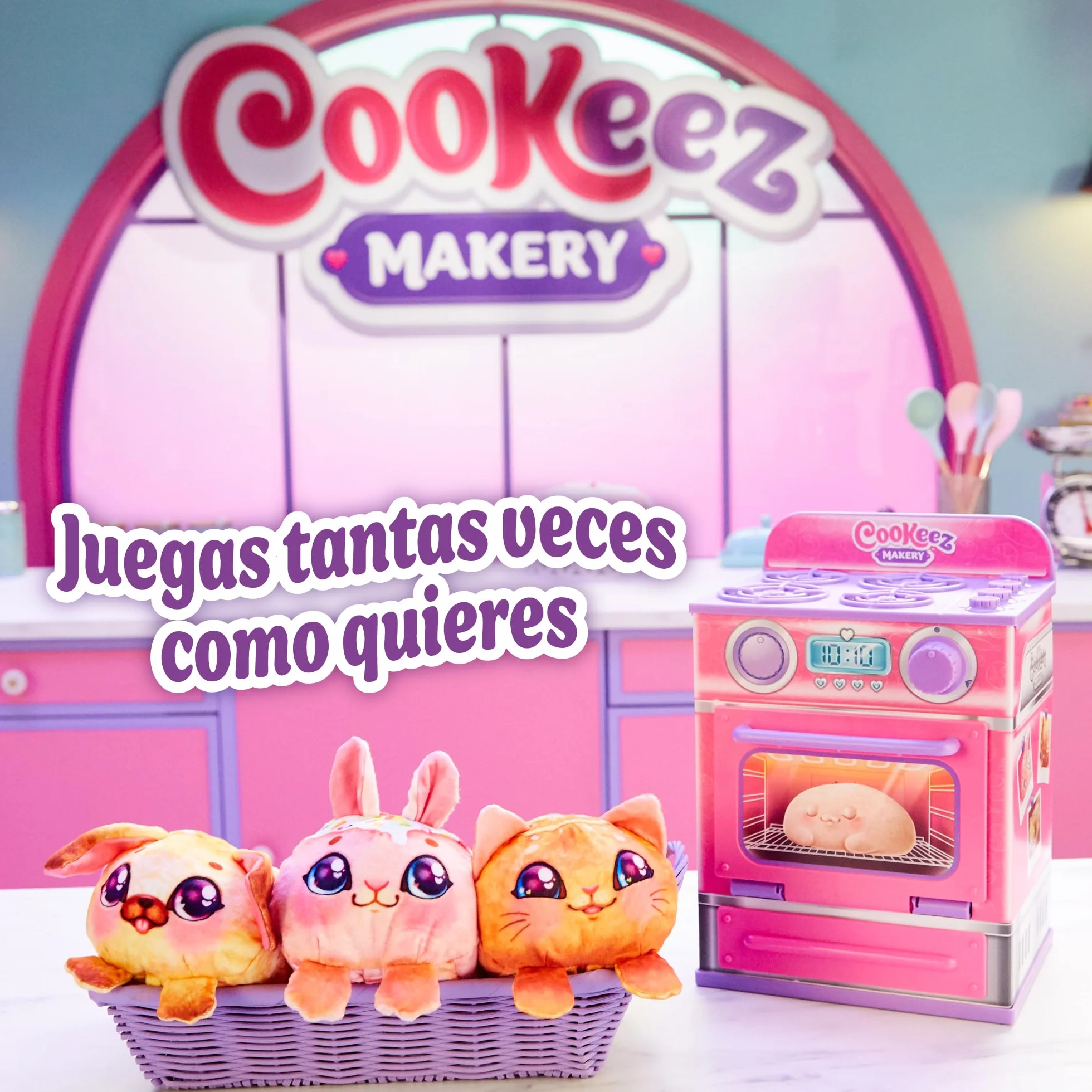 Cookeez Makery - Horno Mágico, juguete infantil interactivo, con ingredientes para crear tu mascota de peluche, tiene sonidos y olor dulce, niños y niñas +5 años, modelo aleatorio, Famosa (CKE00000)